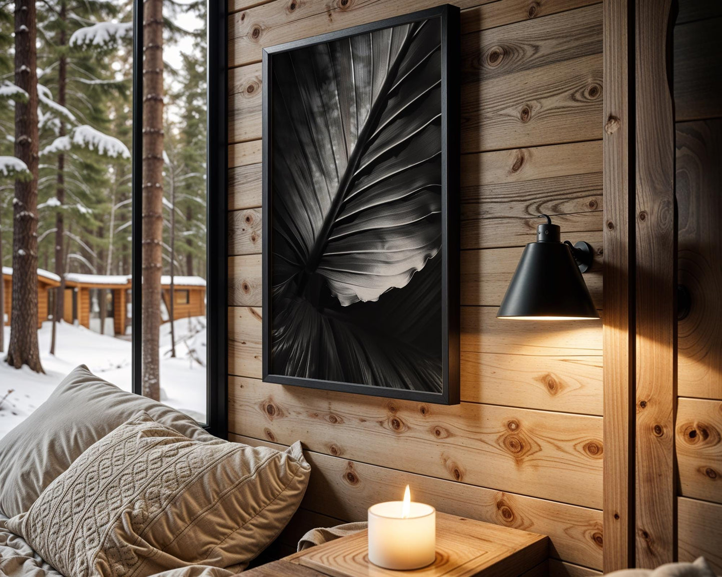 Botanical Photo | Tropical Leaf Macro Print | Black & White Home Decor wall art print, minimalist black and white poster, modern Scandinavian wall decor, Monohaus