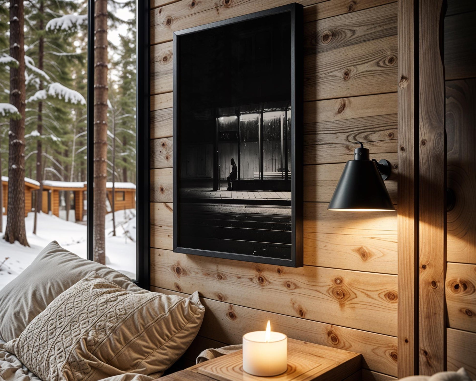 Black and White Urban Night Photography Print | Minimalist Wall Art black and white photo print, minimalist monochrome wall art poster for modern interiors, Monohaus