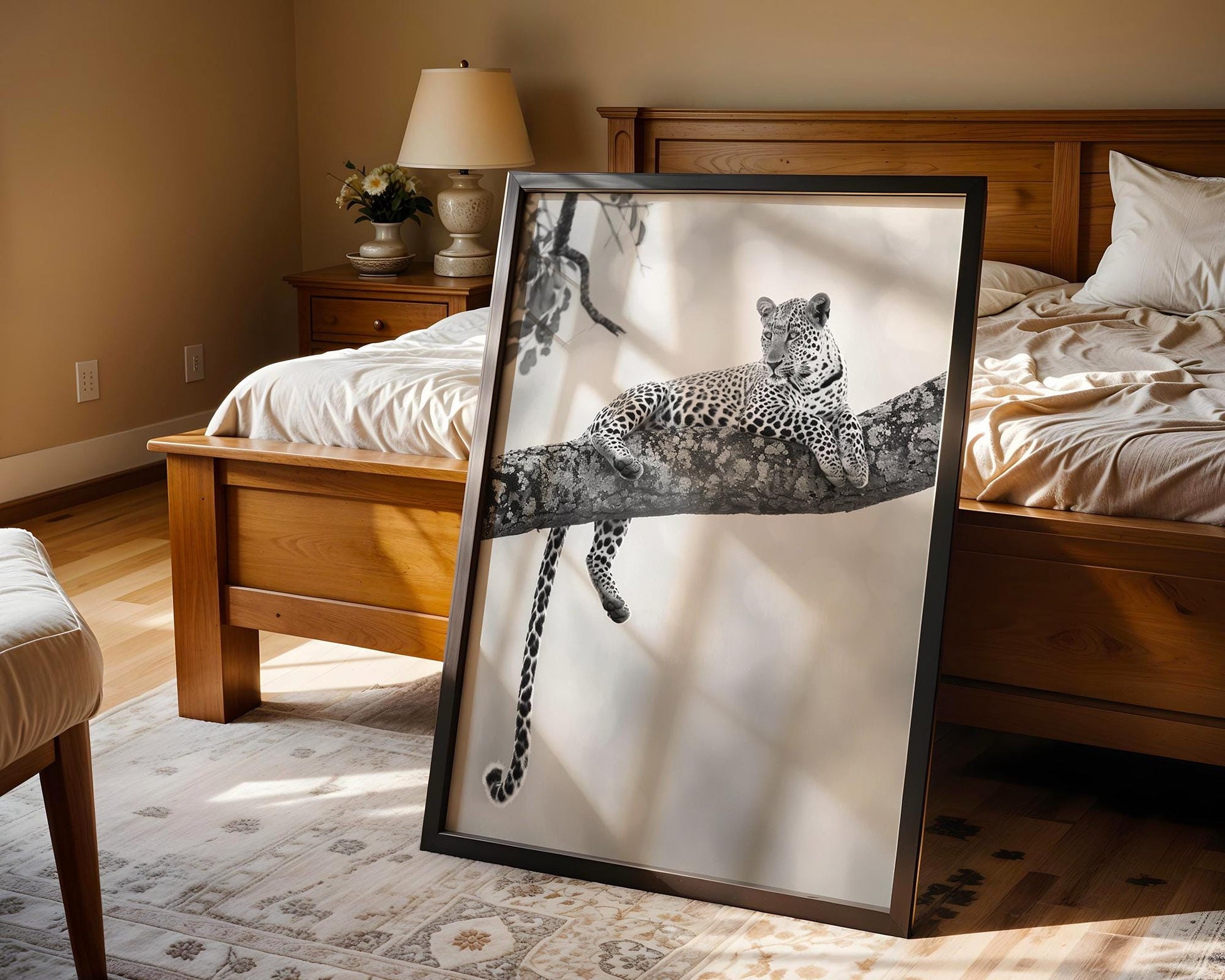 Wildlife Poster | Leopard Photography Print | Minimalist Safari Wall Art wall art print, minimalist black and white poster, modern Scandinavian wall decor, Monohaus