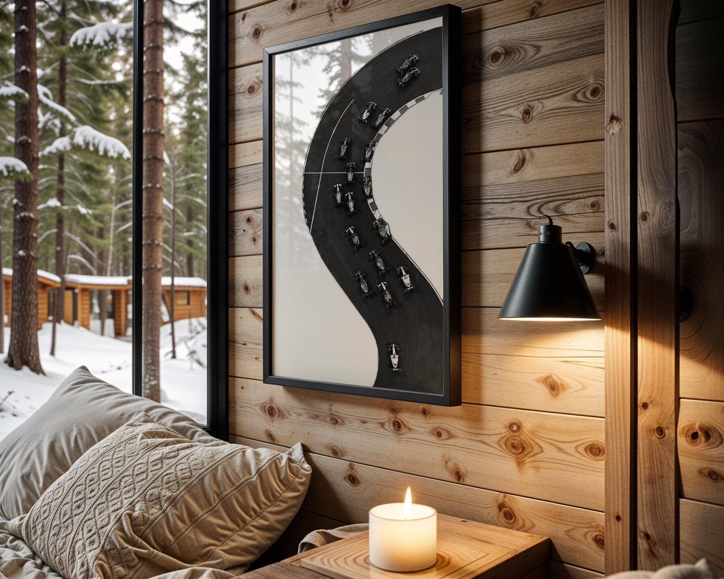 Designer Wall Art | Formula One Track Print | Racing Photography | Motorsport wall art print, minimalist black and white poster, modern Scandinavian wall decor, Monohaus