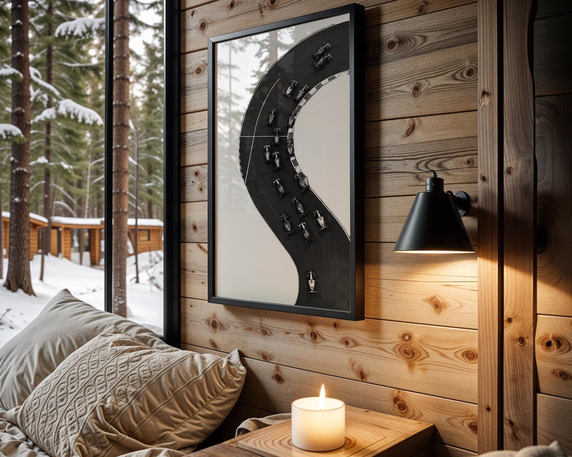 Designer Wall Art | Formula One Track Print | Racing Photography | Motorsport wall art print, minimalist black and white poster, modern Scandinavian wall decor, Monohaus