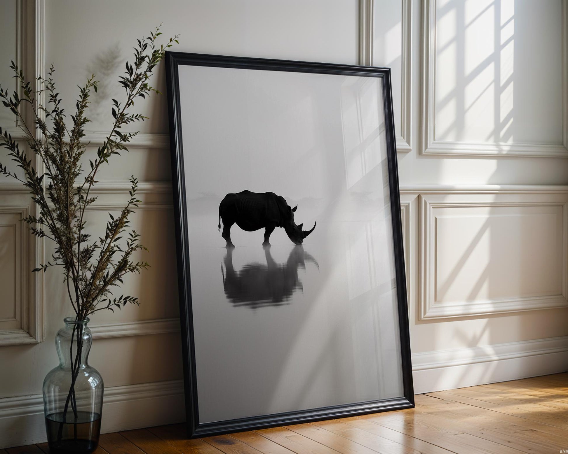 Wildlife Poster | Rhino Print | Minimalist Black & White Safari Photography wall art print, minimalist black and white poster, modern Scandinavian wall decor, Monohaus