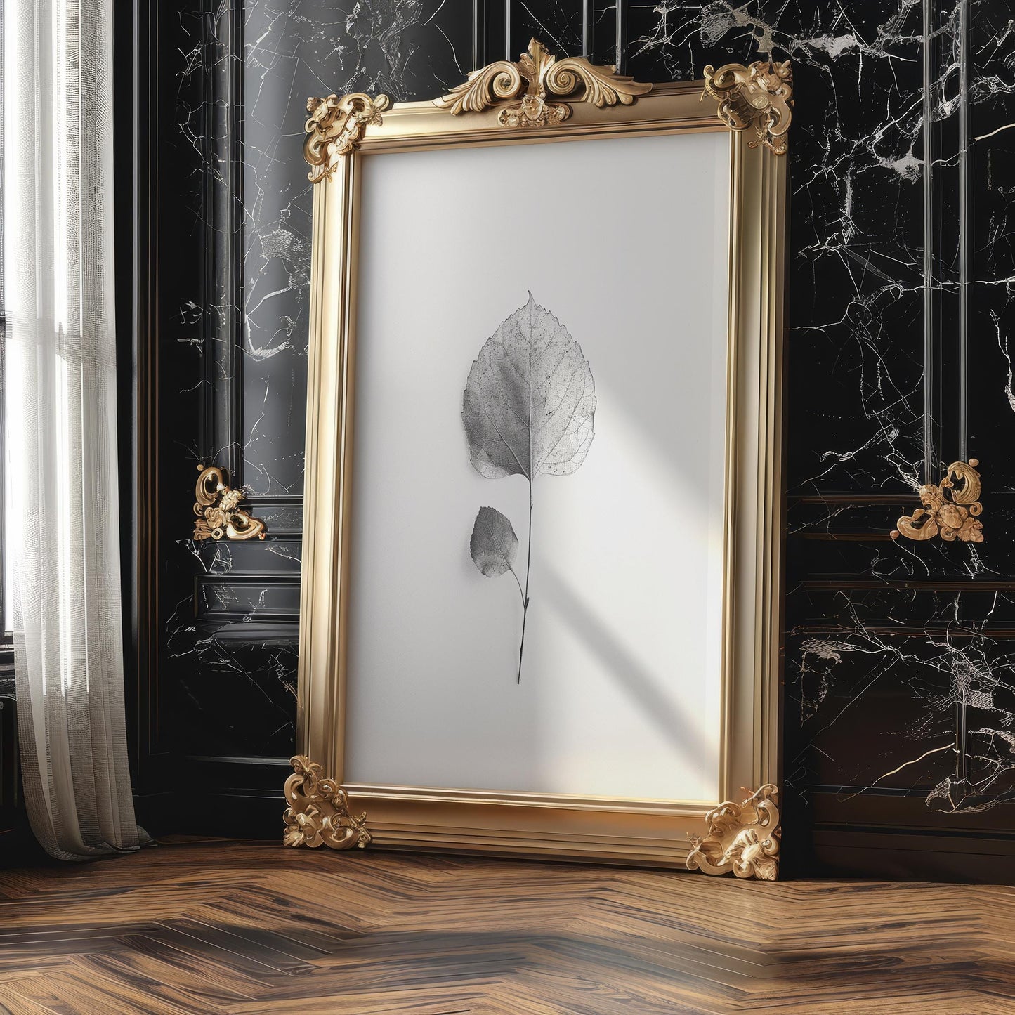 Botanical Photo | Minimalist Leaf Print | Black and White Fine Art Poster wall art print, minimalist black and white poster, modern Scandinavian wall decor, Monohaus