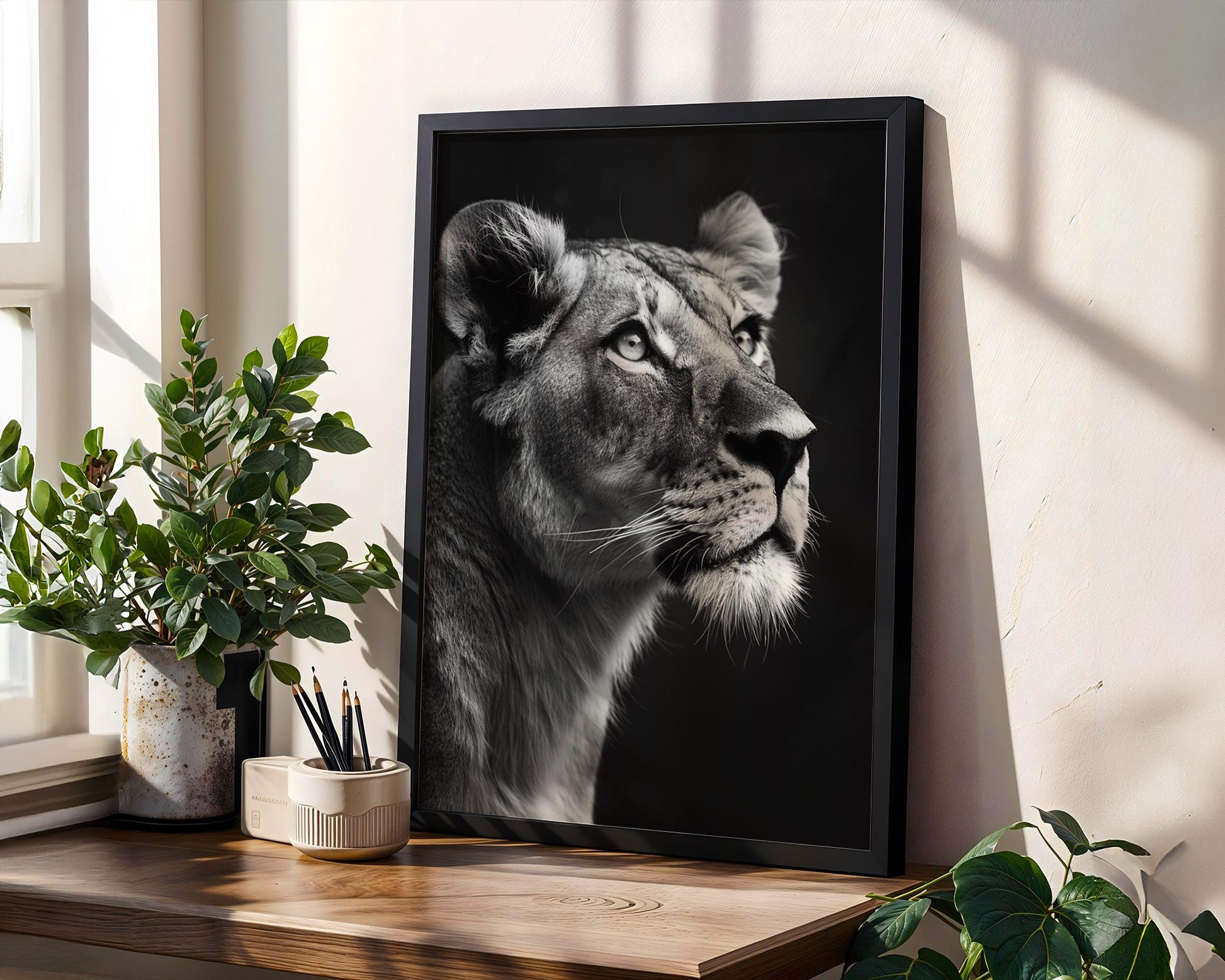 Wildlife Poster | Lioness Black & White Photography Print | Minimalist Safari Wall Art wall art print, minimalist black and white poster, modern Scandinavian wall decor, Monohaus