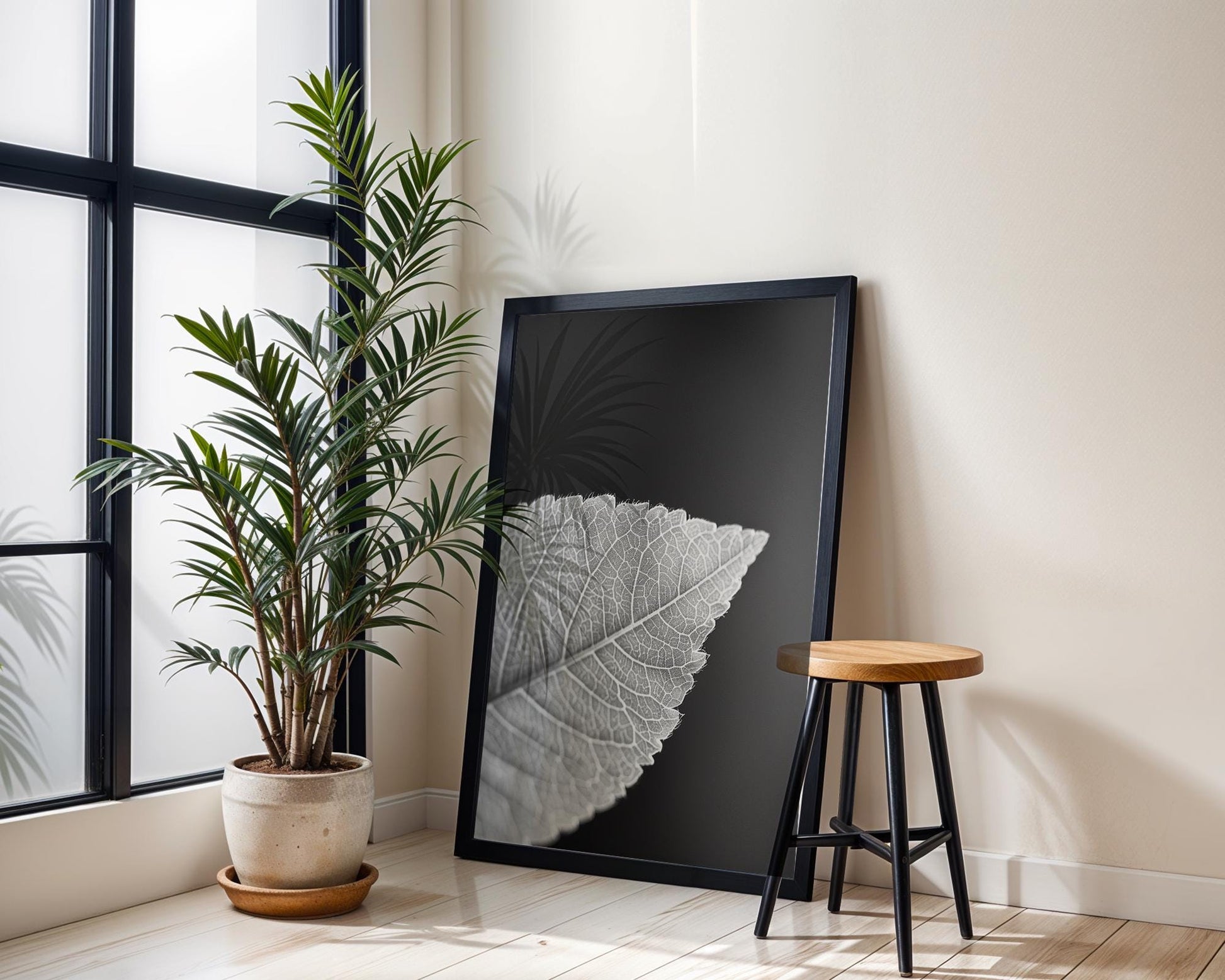 Botanical Photo | Monochrome Leaf Print | Fine Art  Photography, Modern Wall Decor wall art print, minimalist black and white poster, modern Scandinavian wall decor, Monohaus