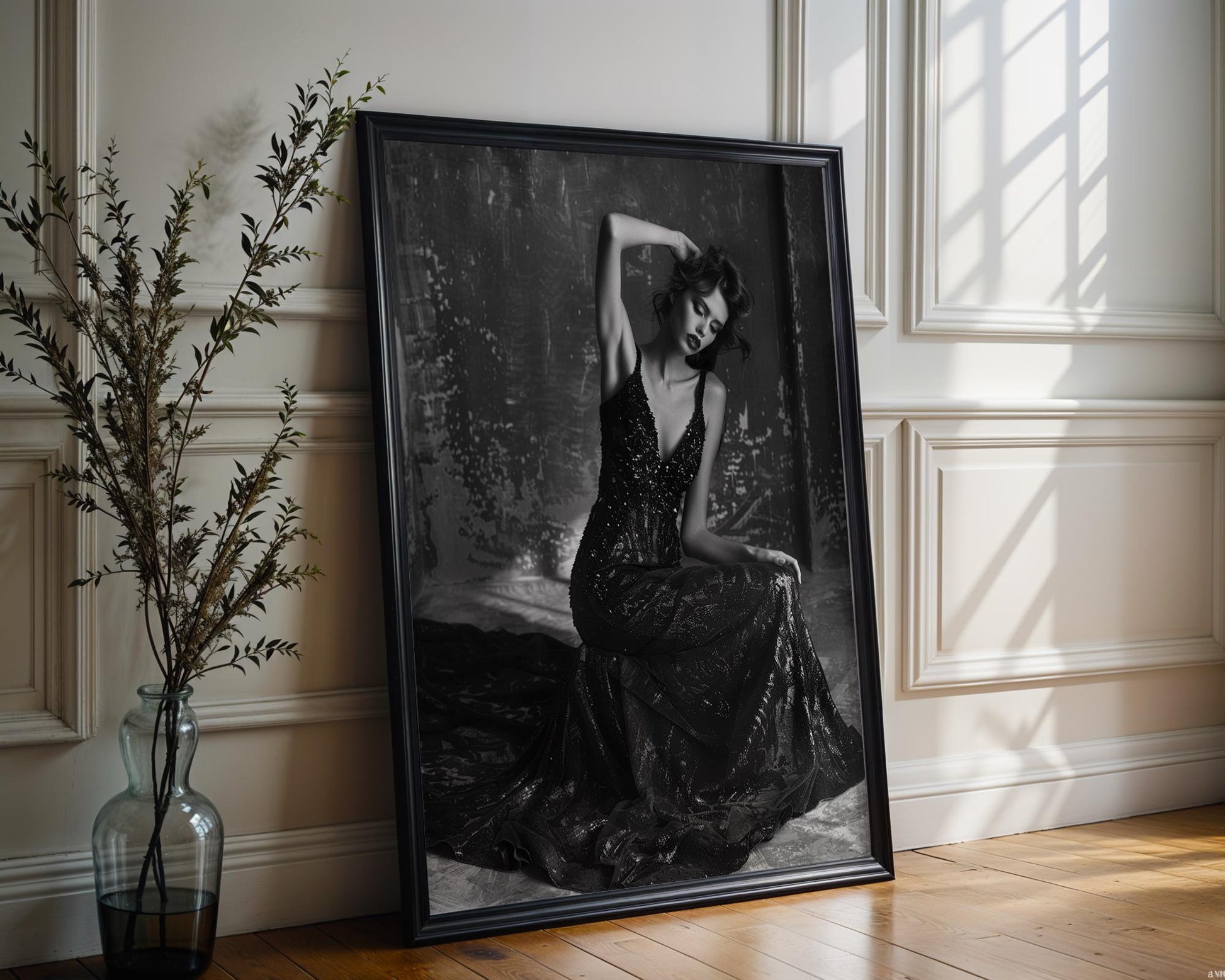 Minimal Wall Art | Retro Paris Fashion Print |  Glamour Photography wall art print, minimalist black and white poster, modern Scandinavian wall decor, Monohaus