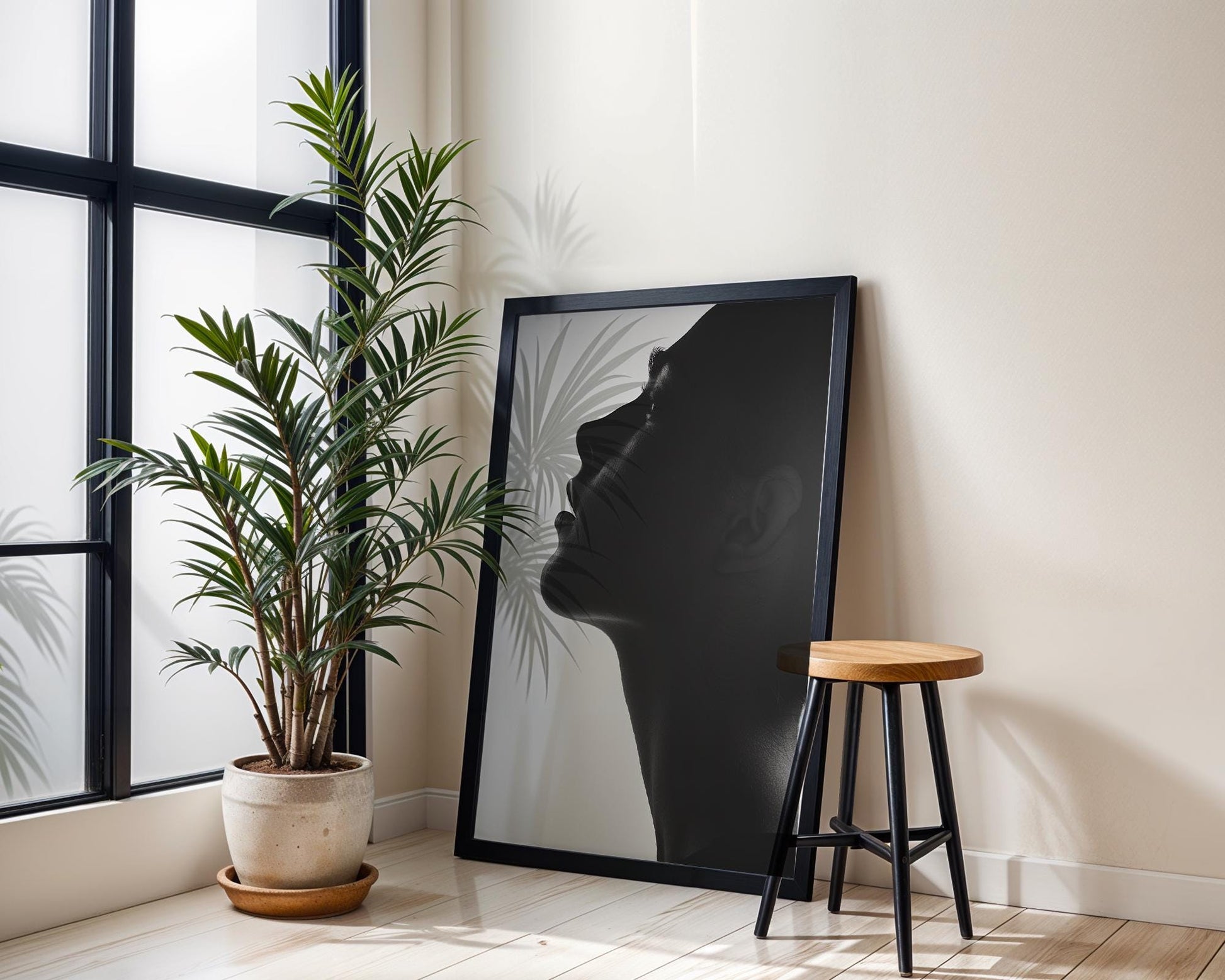 Minimal Wall Art | Black and White Male Portrait |  Monochrome Photography wall art print, minimalist black and white poster, modern Scandinavian wall decor, Monohaus