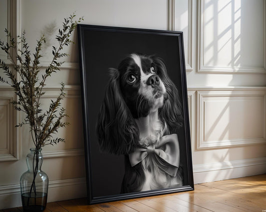 Dog Photography Cavalier King Charles Spaniel Portrait | Modern Black and White Pet Home Decor wall art print, minimalist black and white poster, modern Scandinavian wall decor, Monohaus