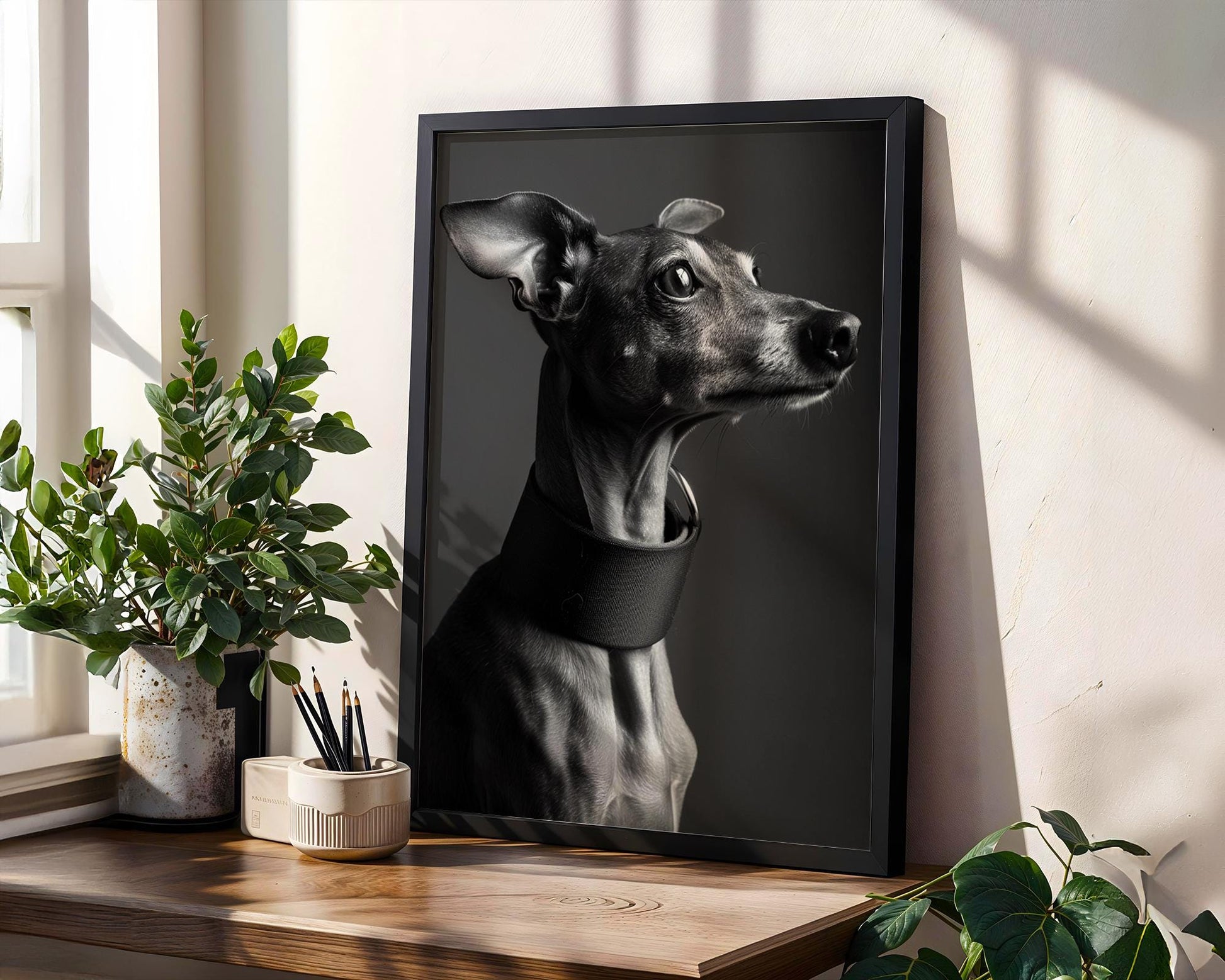 Dog Photography Italian Greyhound Portrait | Minimalist Black and White Fine Art Print wall art print, minimalist black and white poster, modern Scandinavian wall decor, Monohaus