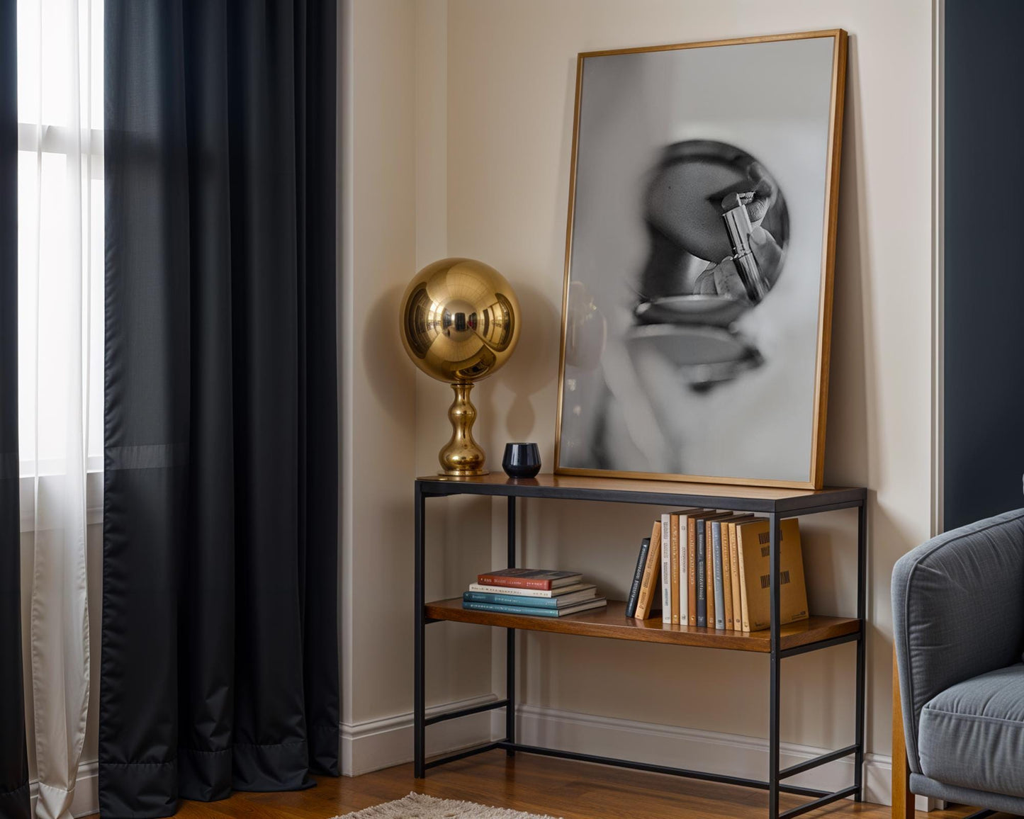 Designer Wall Art | Lipstick Reflection Print | Minimalist Black and White Photography wall art print, minimalist black and white poster, modern Scandinavian wall decor, Monohaus