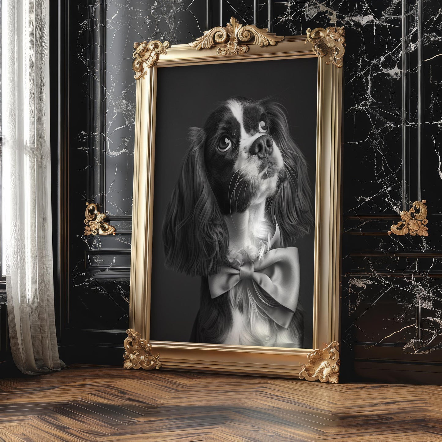 Dog Photography Cavalier King Charles Spaniel Portrait | Modern Black and White Pet Home Decor wall art print, minimalist black and white poster, modern Scandinavian wall decor, Monohaus