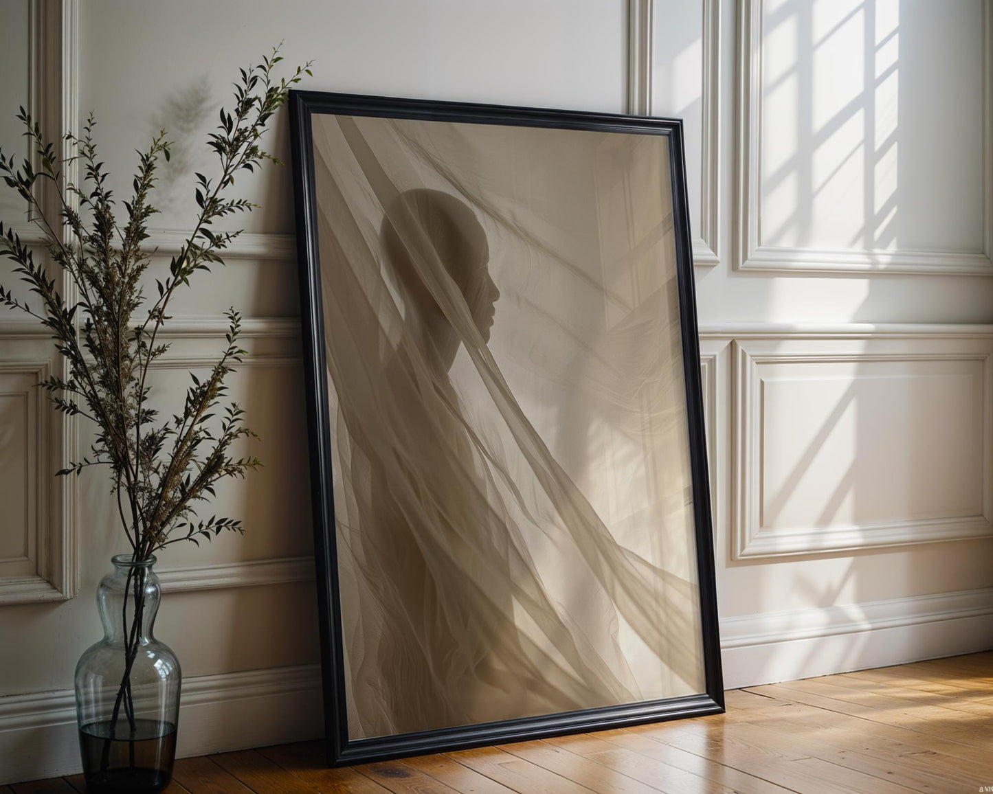 Minimal Wall Art Abstract Figure Silhouette Print | Sheer Fabric, Light & Shadow Art abstract wall art print, geometric minimalist poster, modern Scandinavian decor, Monohaus