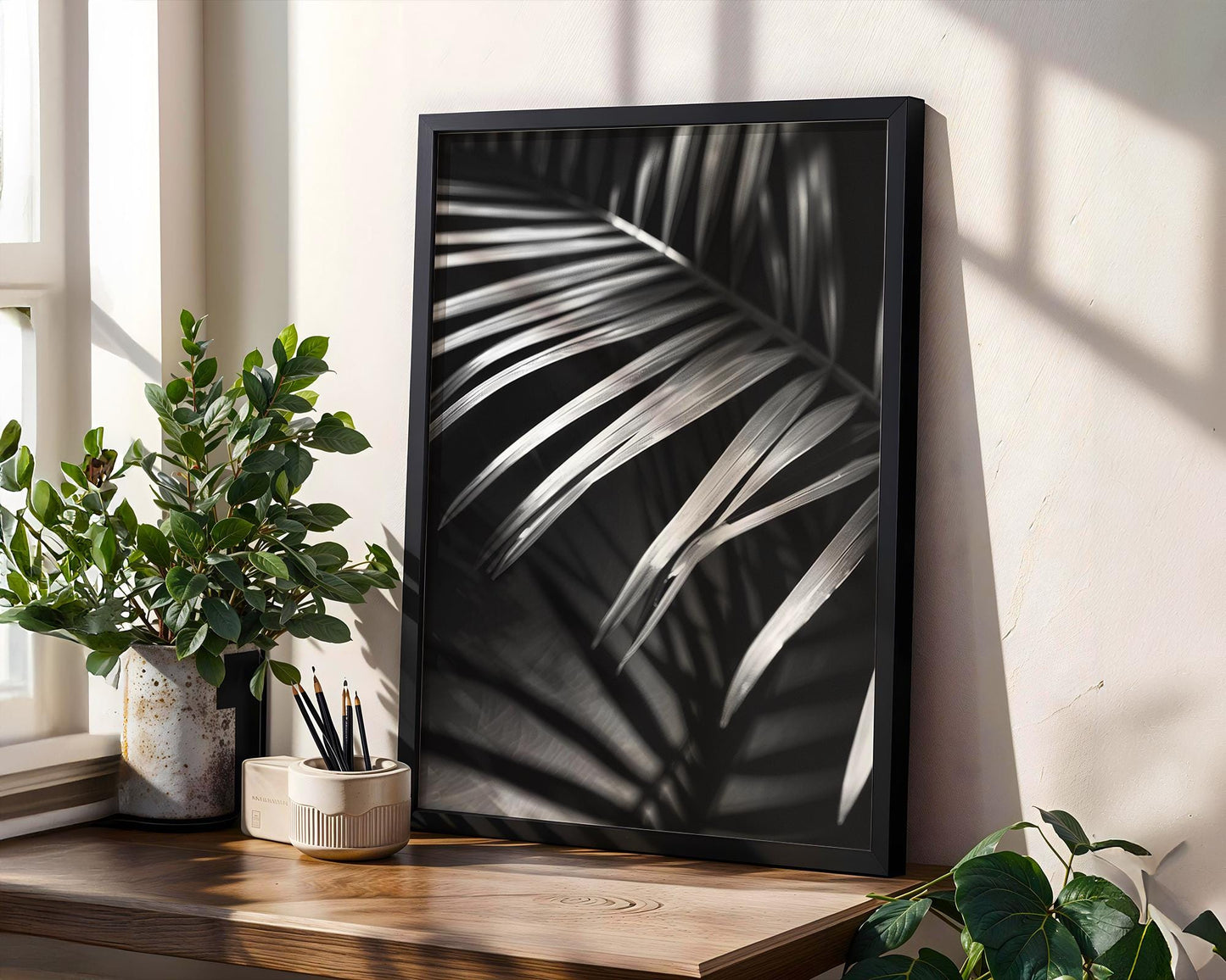 Botanical Photo | Abstract Leaf Macro Photography Print | Black & White Minimal abstract wall art print, geometric minimalist poster, modern Scandinavian decor, Monohaus