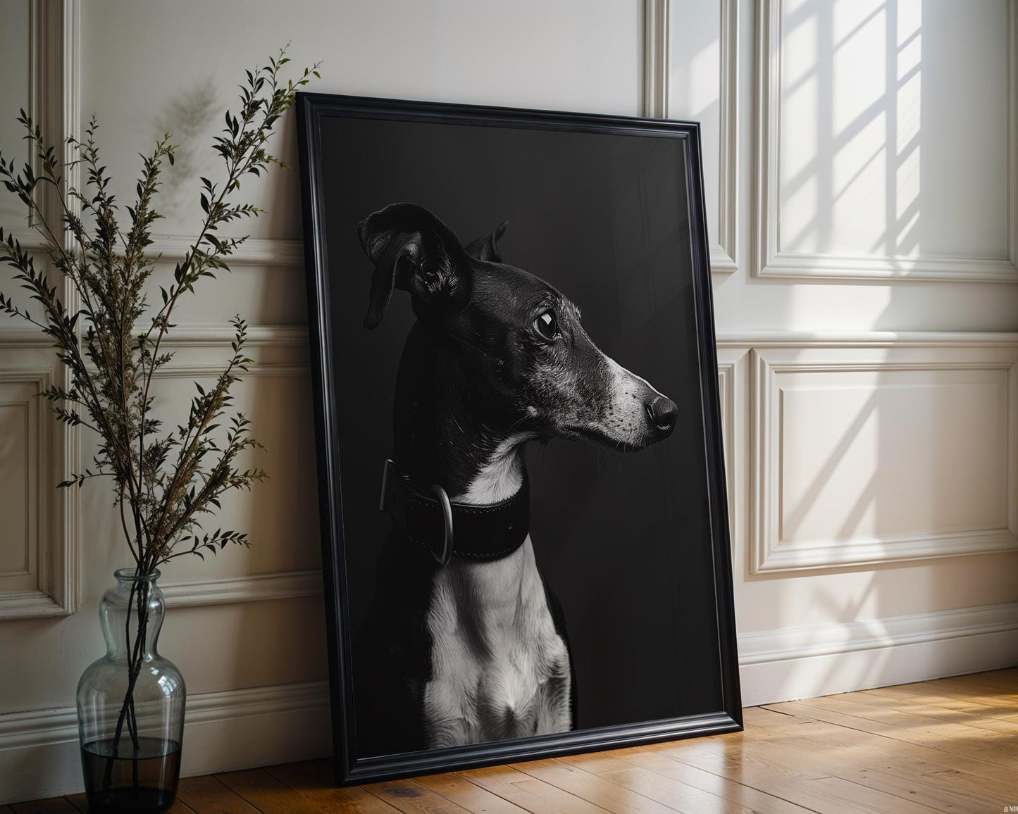 Dog Photography Greyhound Print Black and White | Minimalist Whippet Fine Art wall art print, minimalist black and white poster, modern Scandinavian wall decor, Monohaus