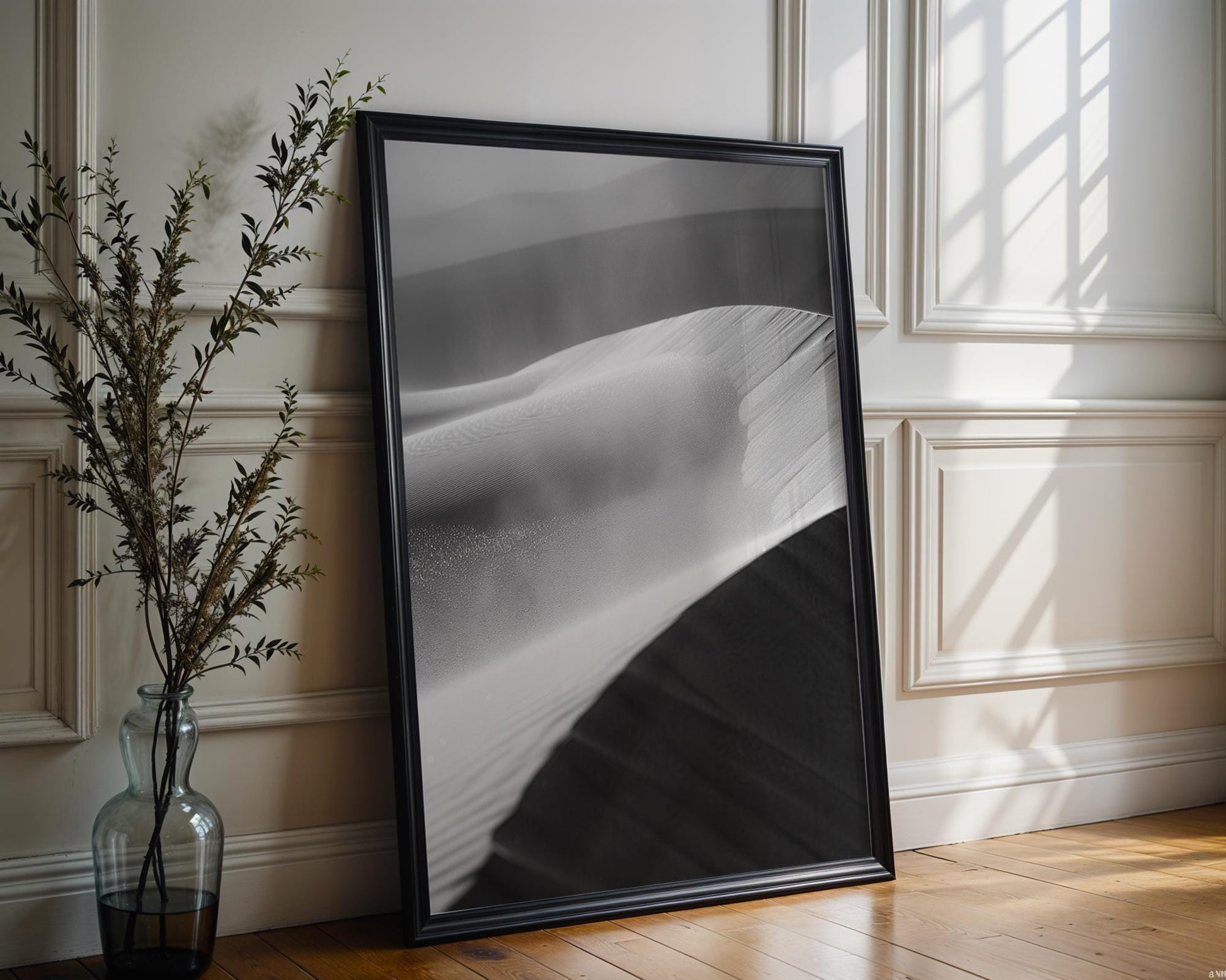 Minimal Wall Art Desert Whisper | Black and White Abstract Landscape | abstract wall art print, geometric minimalist poster, modern Scandinavian decor, Monohaus