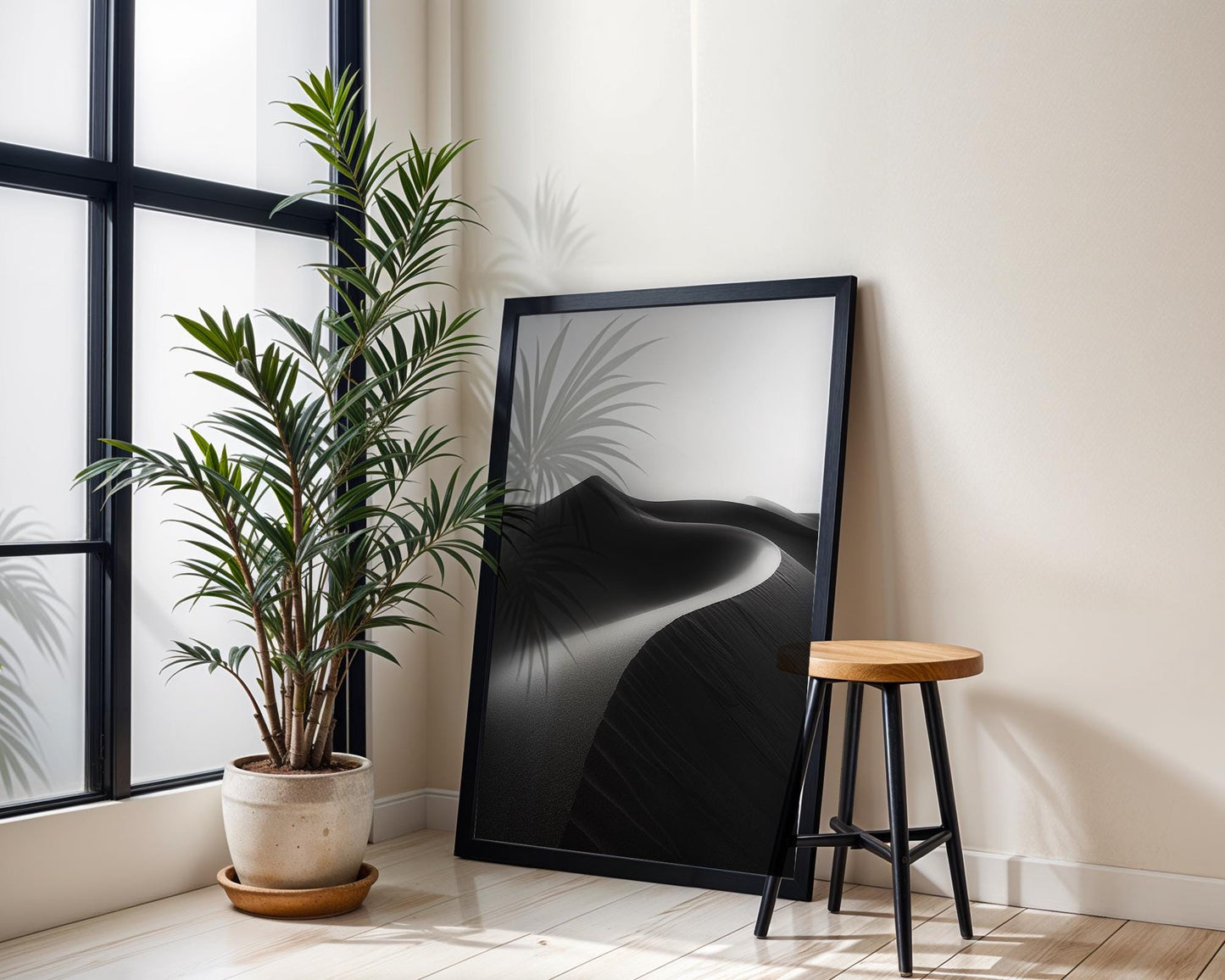 Minimal Wall Art Monochrome Desert Dunes Print | Minimalist Landscape Photography wall art print, minimalist black and white poster, modern Scandinavian wall decor, Monohaus