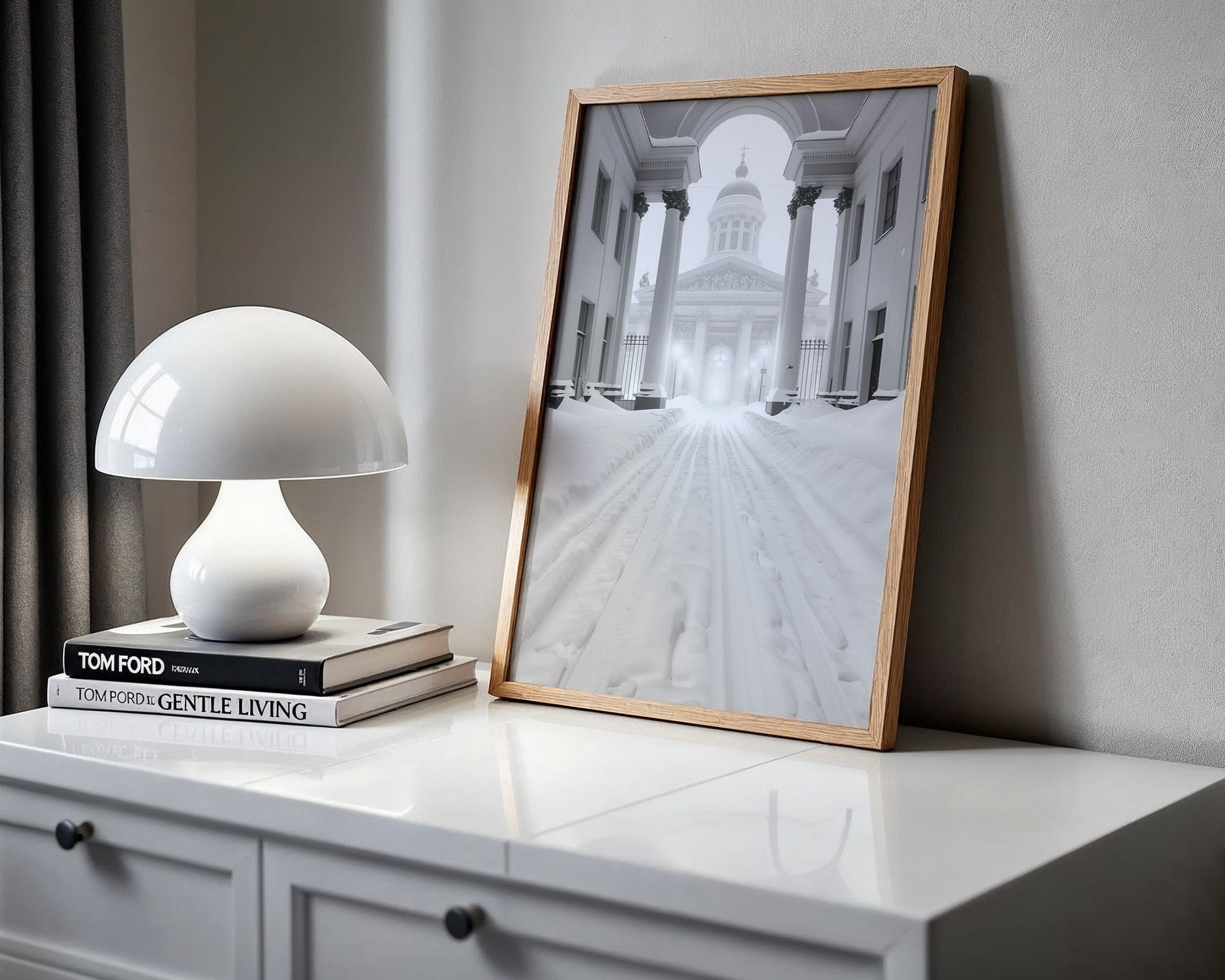 World Landmark | Helsinki Cathedral Winter Print | Minimalist Nordic Wall Art wall art print, minimalist black and white poster, modern Scandinavian wall decor, Monohaus