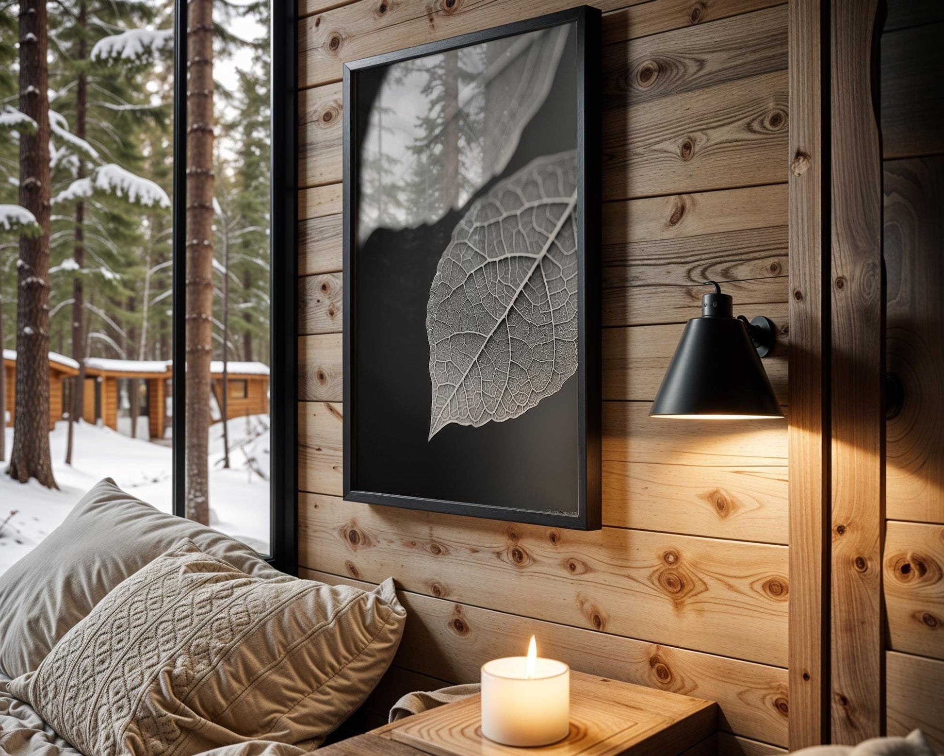 Botanical Photo | Abstract Leaf Macro Photography Print | Black & White Minimal abstract wall art print, geometric minimalist poster, modern Scandinavian decor, Monohaus