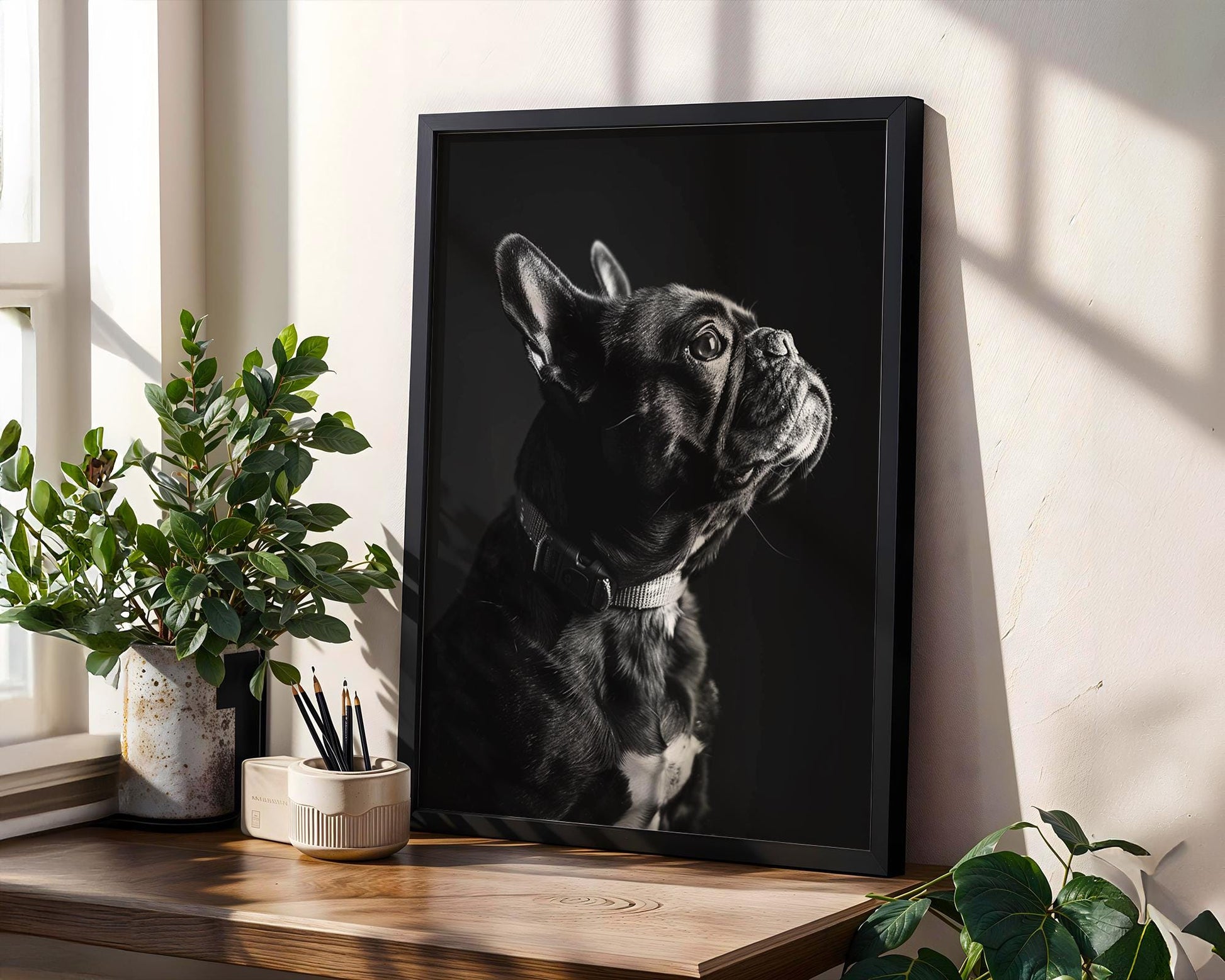 Dog Photography French Bulldog Art Print | Monochrome Pet Portrait, Minimalist Decor wall art print, minimalist black and white poster, modern Scandinavian wall decor, Monohaus