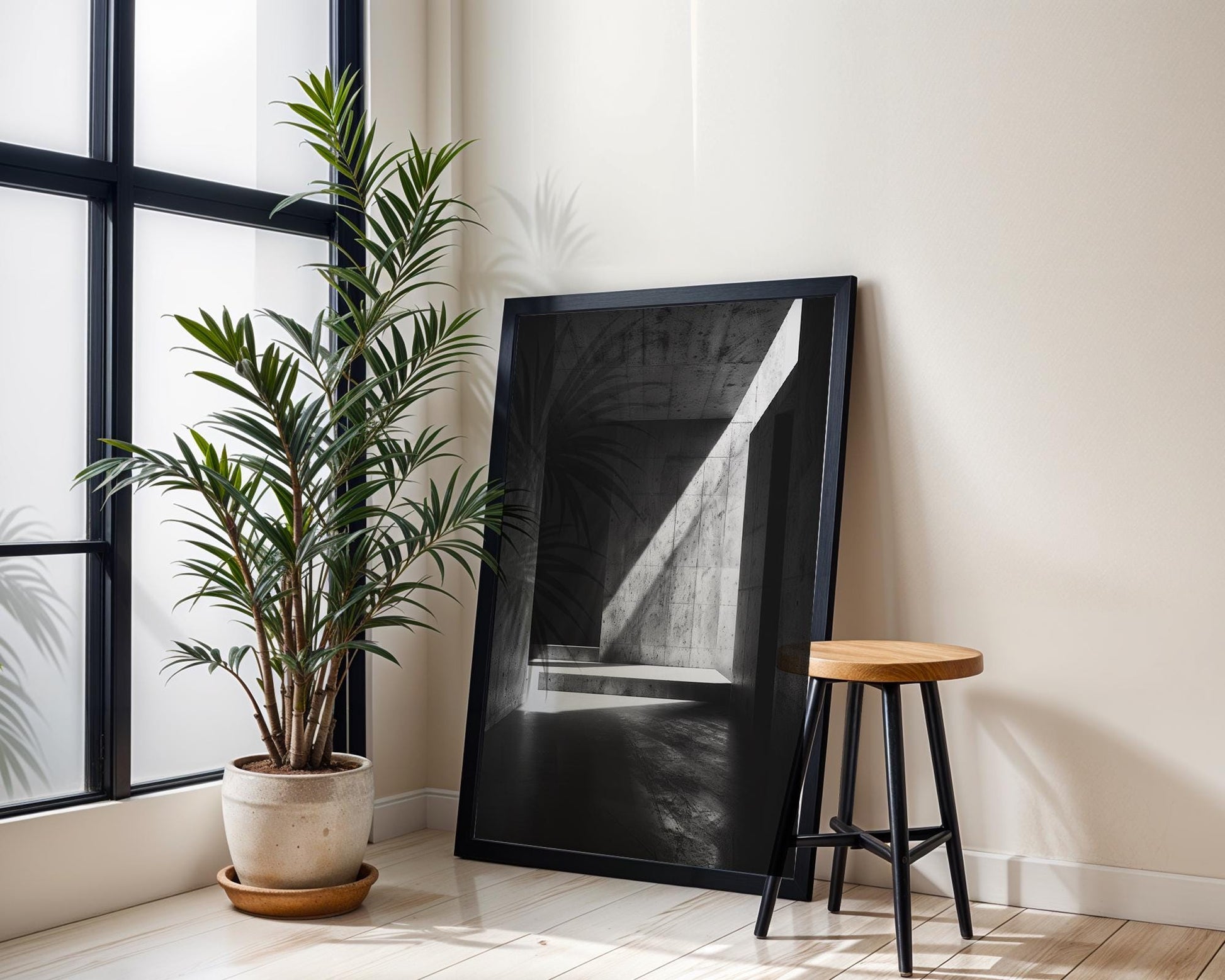 Urban Photography | Concrete Hallway Art | Minimal Architectural Home Decor wall art print, black and white architectural poster, minimalist modern Scandinavian wall decor, Monohaus