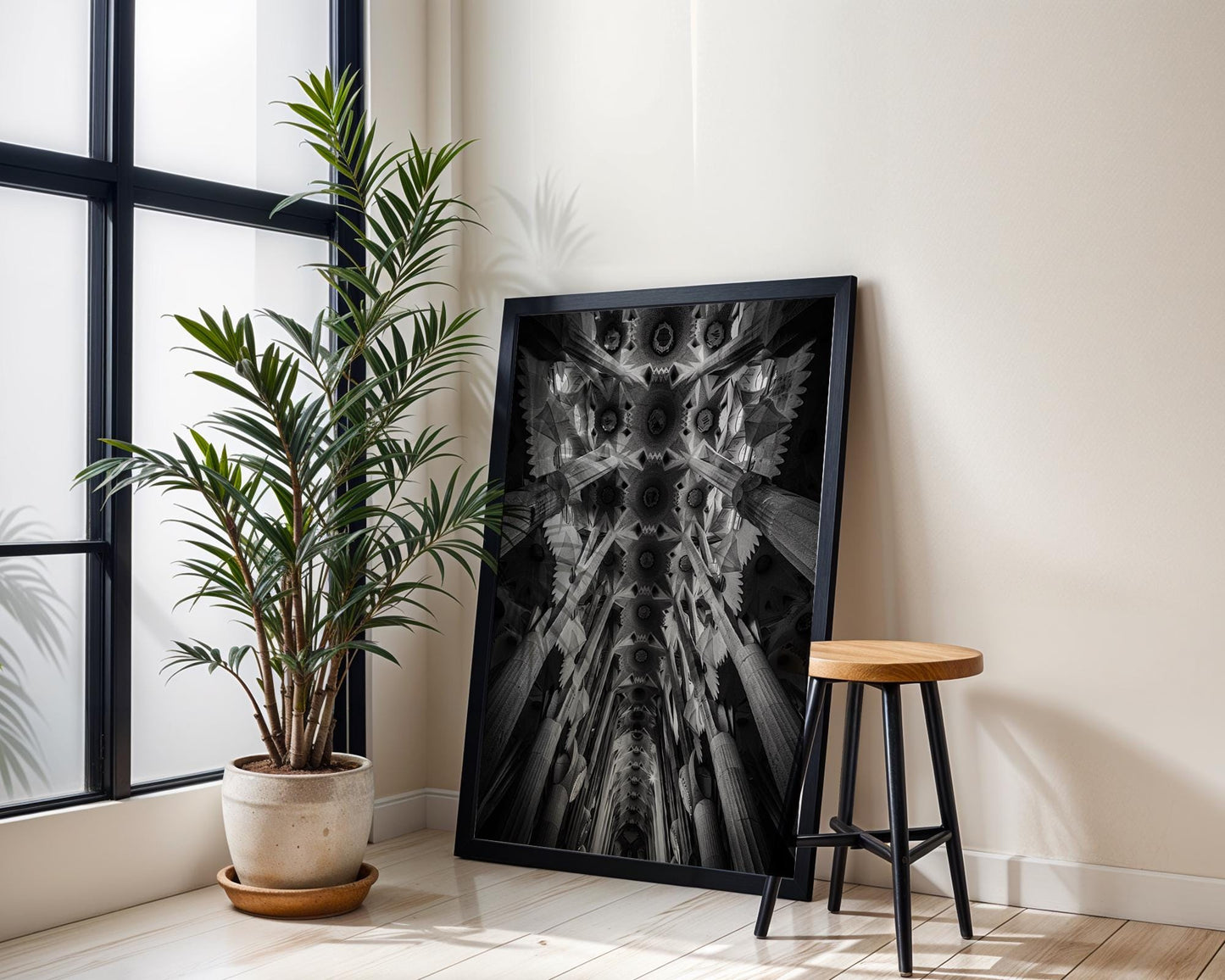 Urban Photography | Sagrada Familia Print | Black and White Cathedral Photography black and white photo print, minimalist monochrome wall art poster for modern interiors, Monohaus