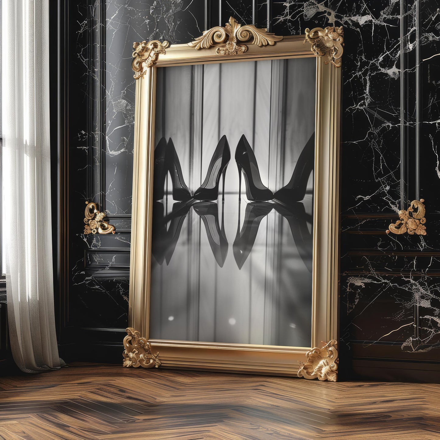 Minimal Wall Art Heels Art Print | Black and White Abstract Poster Luxury abstract wall art print, geometric minimalist poster, modern Scandinavian decor, Monohaus