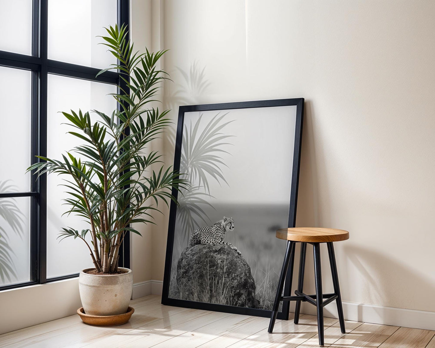 Wildlife Poster | Cheetah Photography Print | Minimalist Safari Wall Art wall art print, minimalist black and white poster, modern Scandinavian wall decor, Monohaus