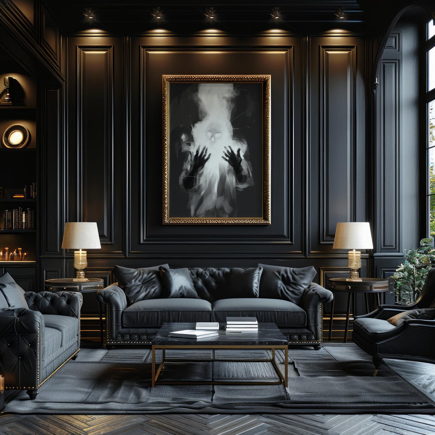 Designer Wall Art | Surreal Ghost Figure Print | Black and White Fantasy Poster wall art print, minimalist black and white poster, modern Scandinavian wall decor, Monohaus