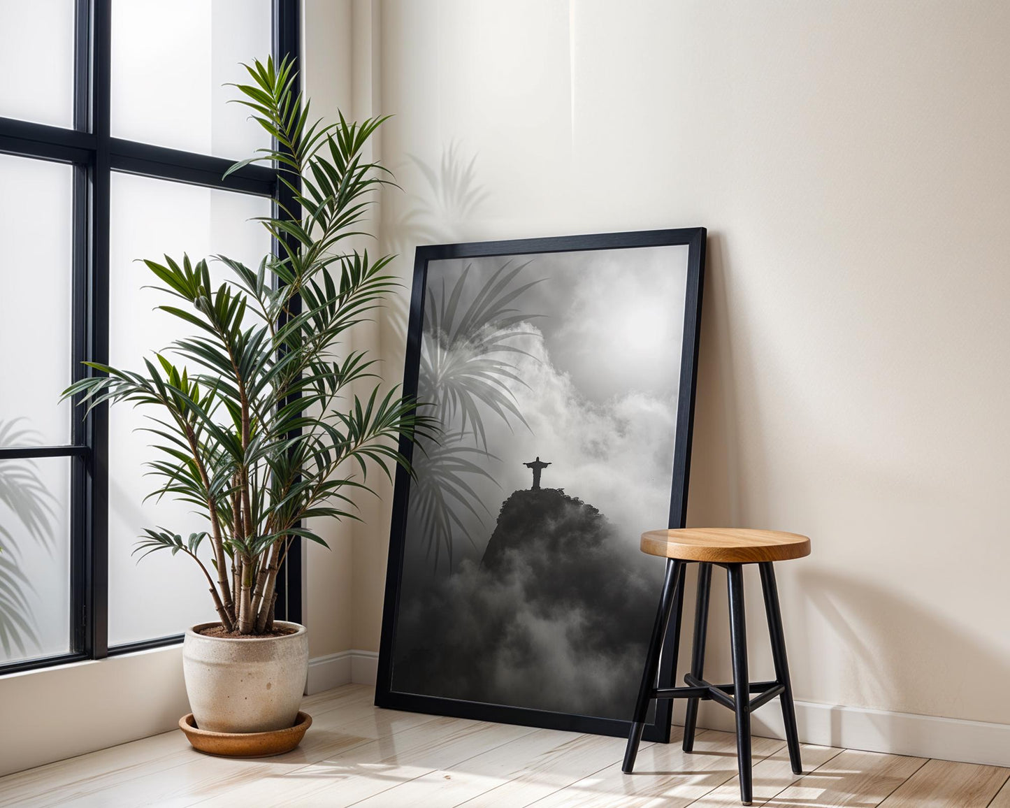 World Landmark | Christ the Redeemer Print | Black and White Rio de Janeiro Photography wall art print, minimalist black and white poster, modern Scandinavian wall decor, Monohaus