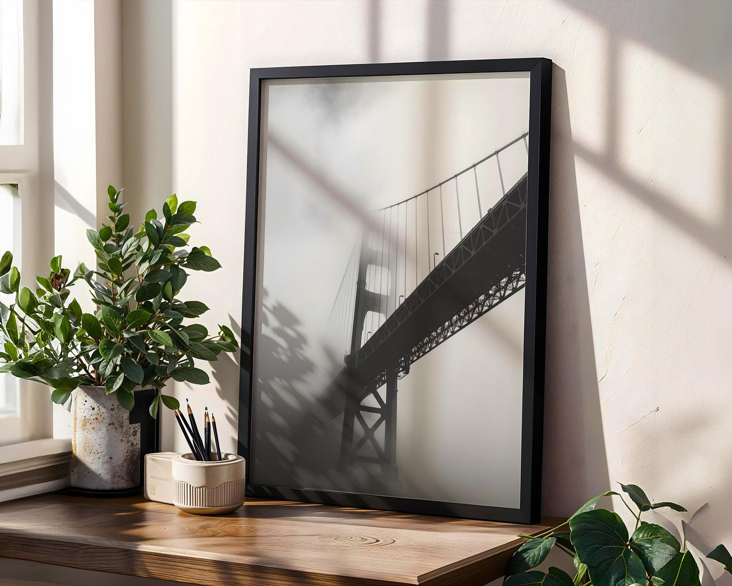 World Landmark | Golden Gate Bridge Photography Print | Moody Black and White Wall Art wall art print, minimalist black and white poster, modern Scandinavian wall decor, Monohaus
