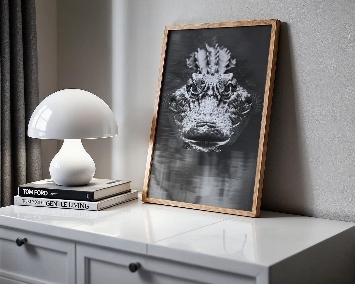 Wildlife Poster | Crocodile Photography Print | Minimalist Black & White Animal Wall Art wall art print, minimalist black and white poster, modern Scandinavian wall decor, Monohaus