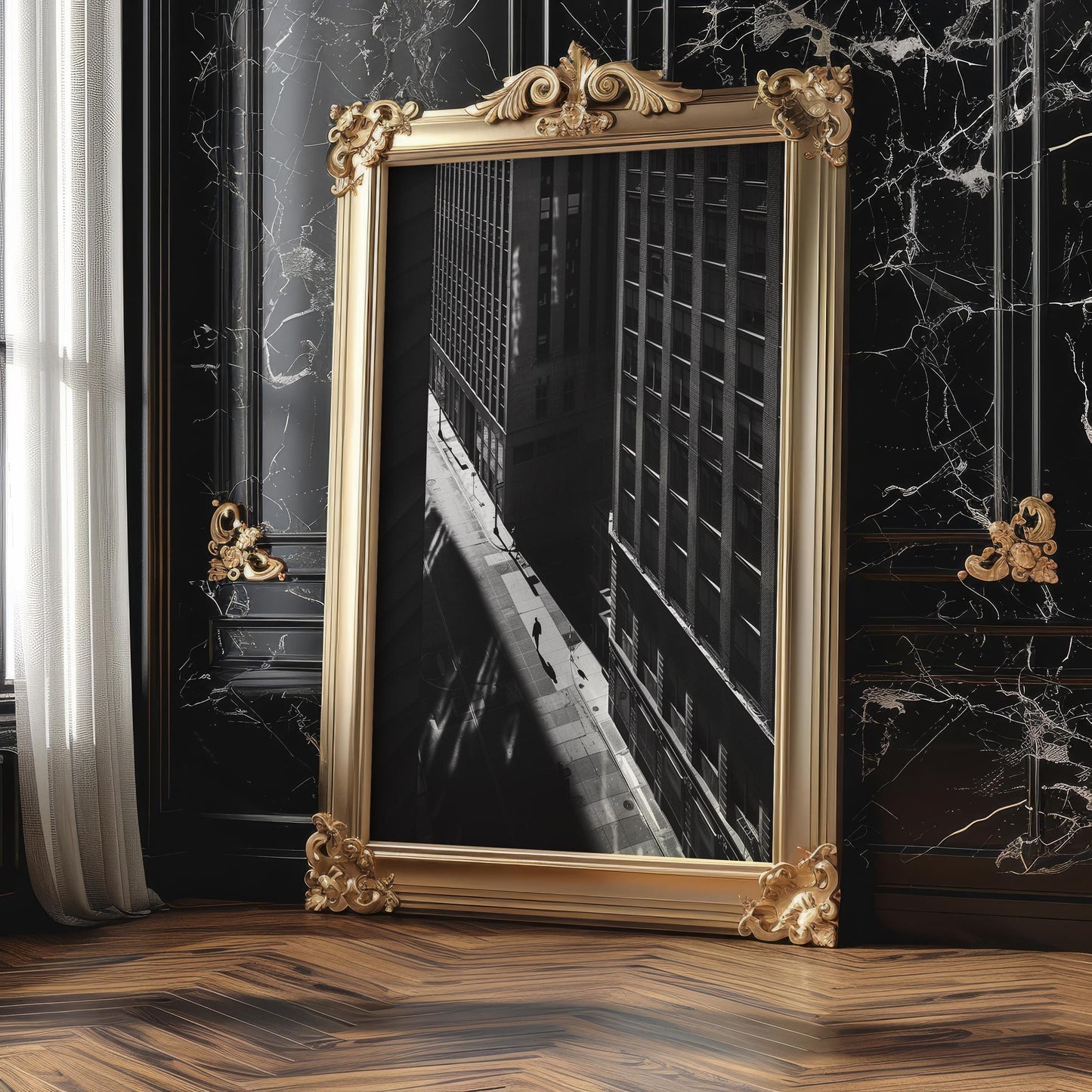 City Canyon Shadow Print | Black and White Urban Photography wall art print, black and white architectural poster, minimalist modern Scandinavian wall decor, Monohaus