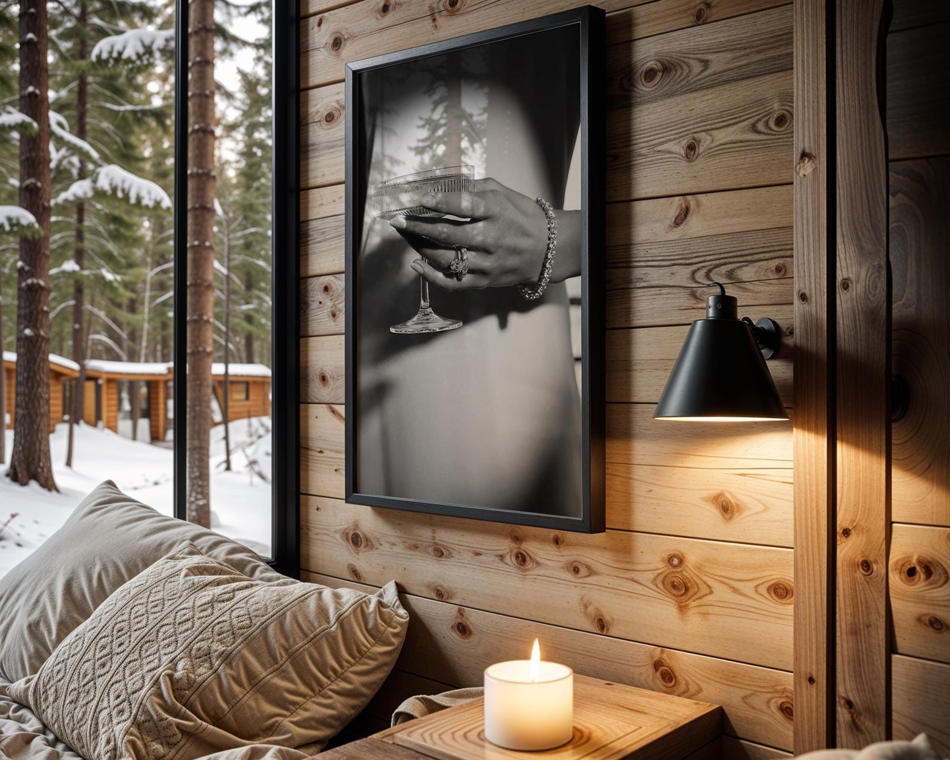 Designer Wall Art | Champagne Coupe Print | Glamour Jewelry, Black and White Photography wall art print, minimalist black and white poster, modern Scandinavian wall decor, Monohaus