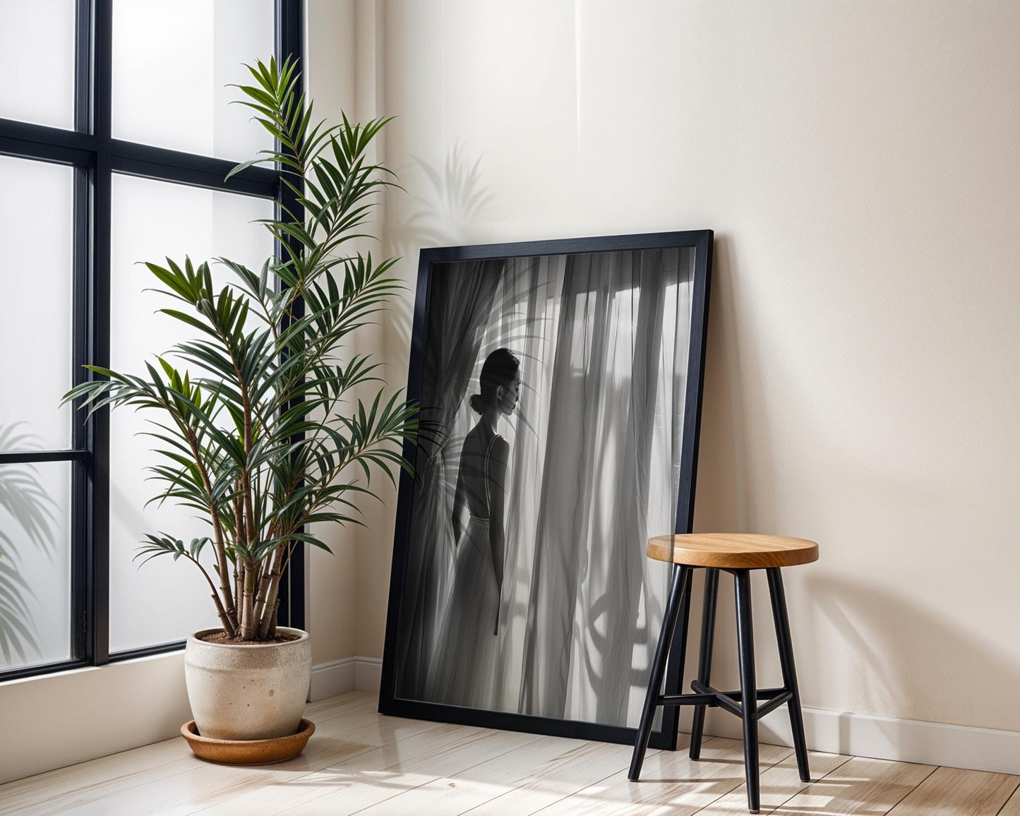 Minimal Wall Art Elegant Woman Black and White Photography Print | Scandi Bedroom Decor wall art print, minimalist black and white poster, modern Scandinavian wall decor, Monohaus