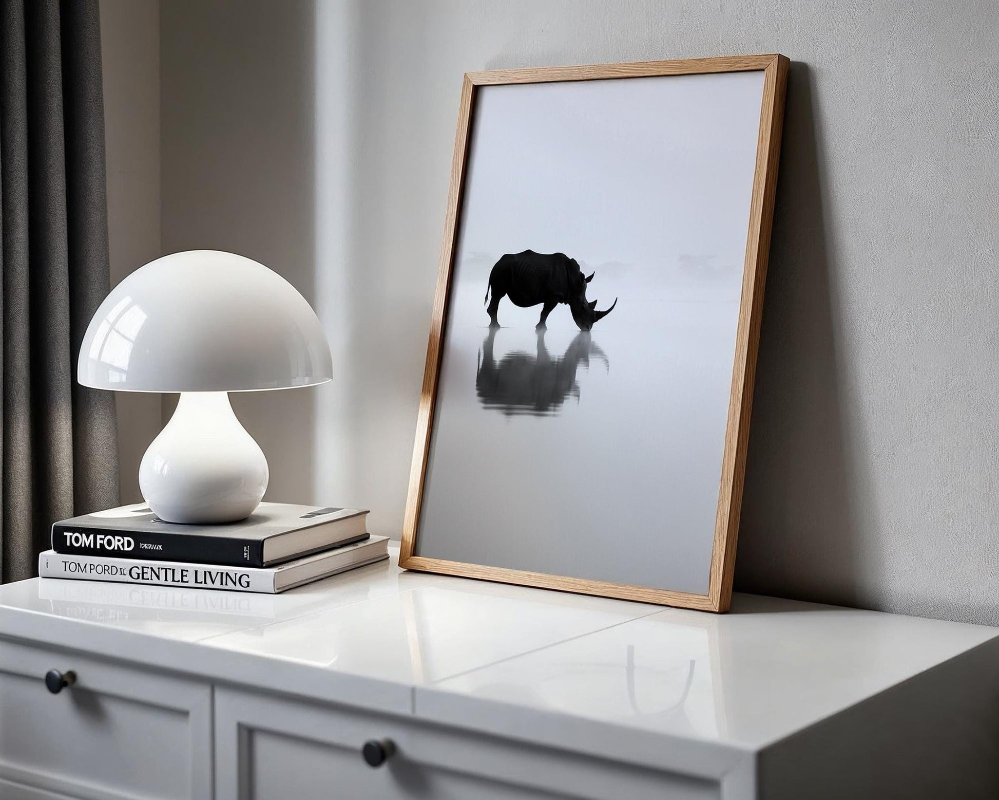 Wildlife Poster | Rhino Print | Minimalist Black & White Safari Photography wall art print, minimalist black and white poster, modern Scandinavian wall decor, Monohaus