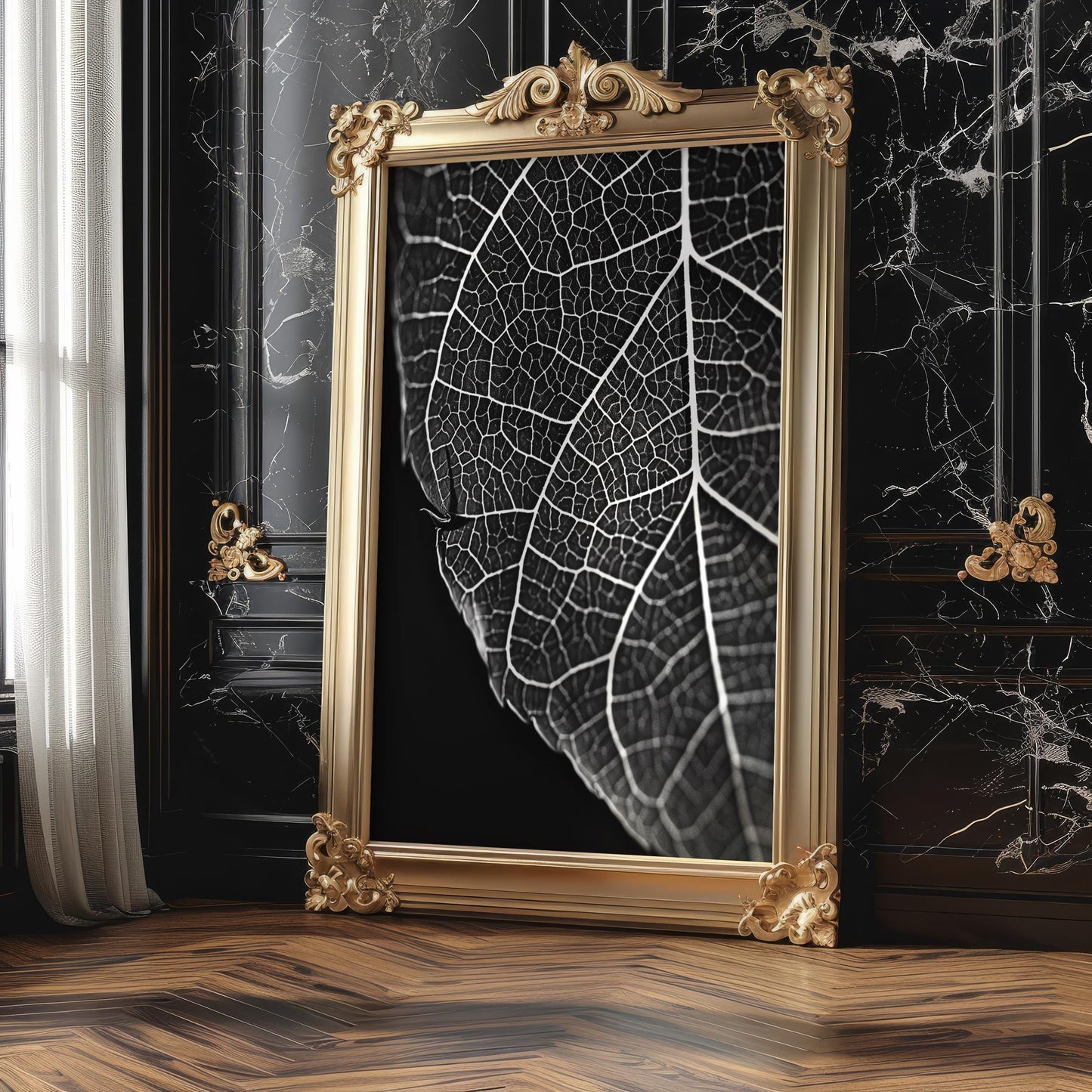 Botanical Photo | Leaf Vein Print | Macro Black and White Photography, Minimalist Art wall art print, minimalist black and white poster, modern Scandinavian wall decor, Monohaus