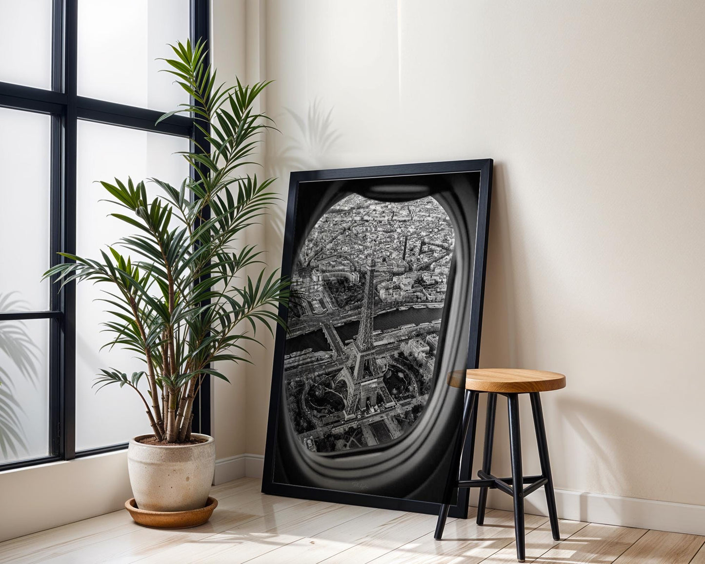 World Landmark | Eiffel Tower Print | Black and White Paris Aerial View wall art print, black and white architectural poster, minimalist modern Scandinavian wall decor, Monohaus