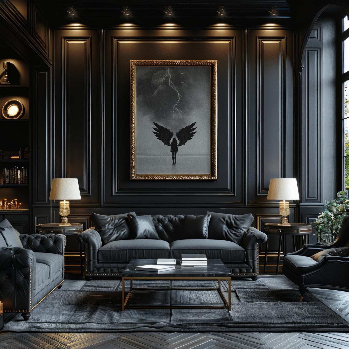 Dark Angel Print | Black & White Lightning Photography, Surreal Wall Art wall art print, minimalist black and white poster, modern Scandinavian wall decor, Monohaus