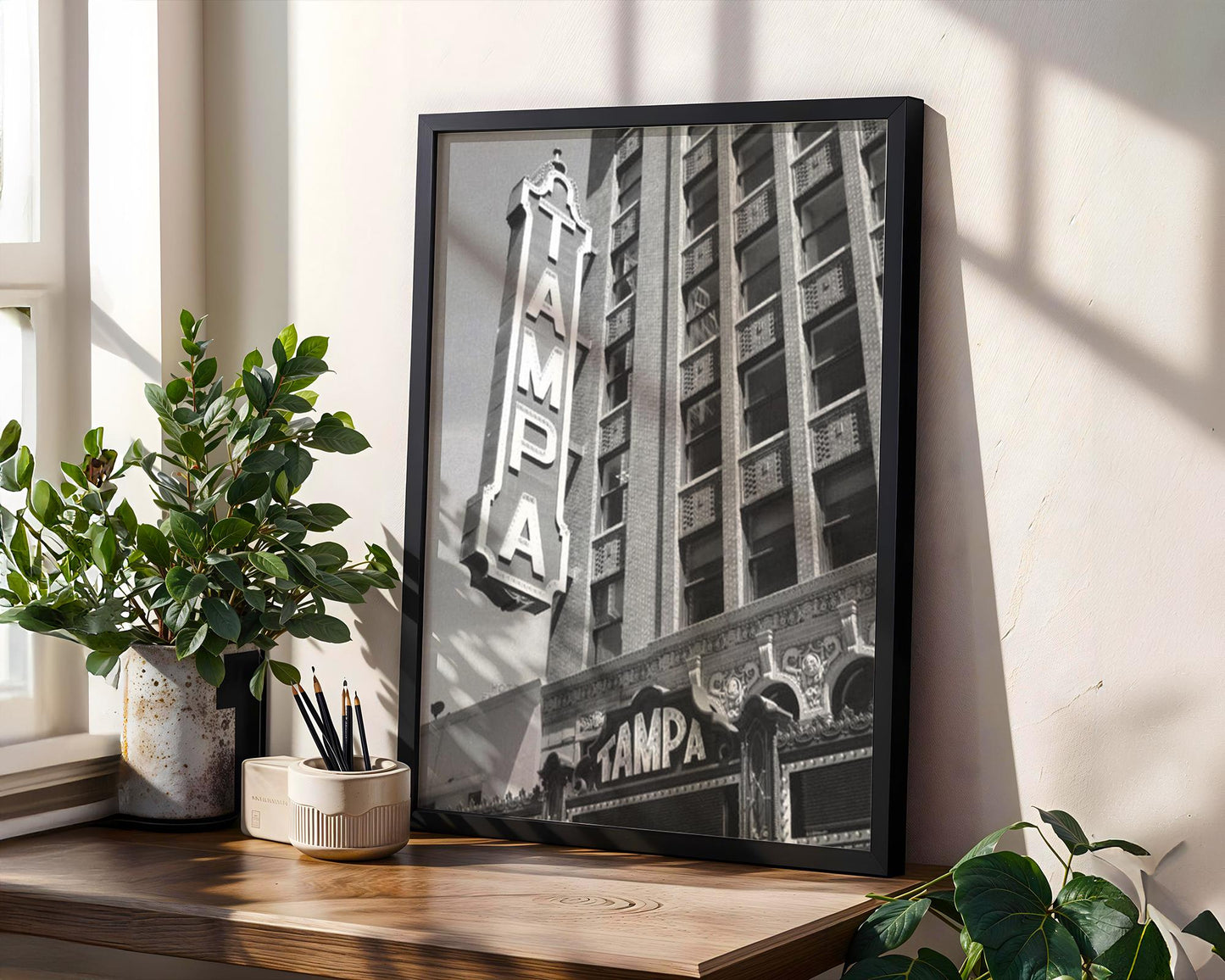 Designer Wall Art | Tampa Marquee Sign Print | Black and White Florida Poster wall art print, minimalist black and white poster, modern Scandinavian wall decor, Monohaus