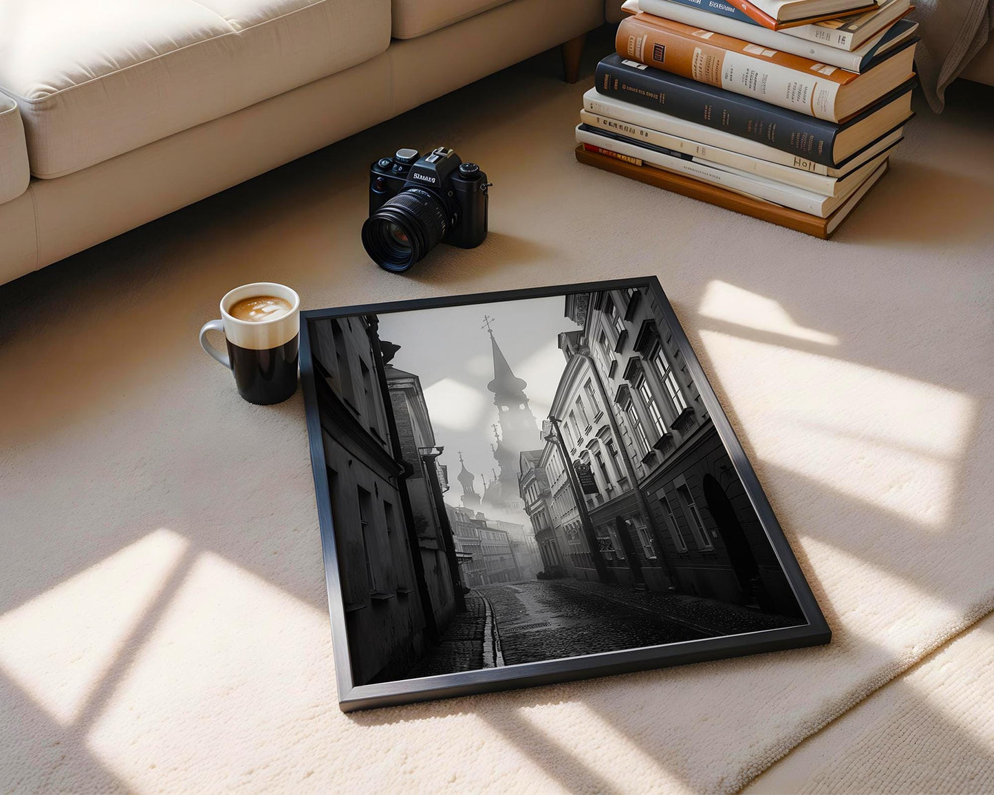 World Landmark | Riga Old Town Photography Print | Moody Baltic Architecture Wall Art wall art print, black and white architectural poster, minimalist modern Scandinavian wall decor, Monohaus