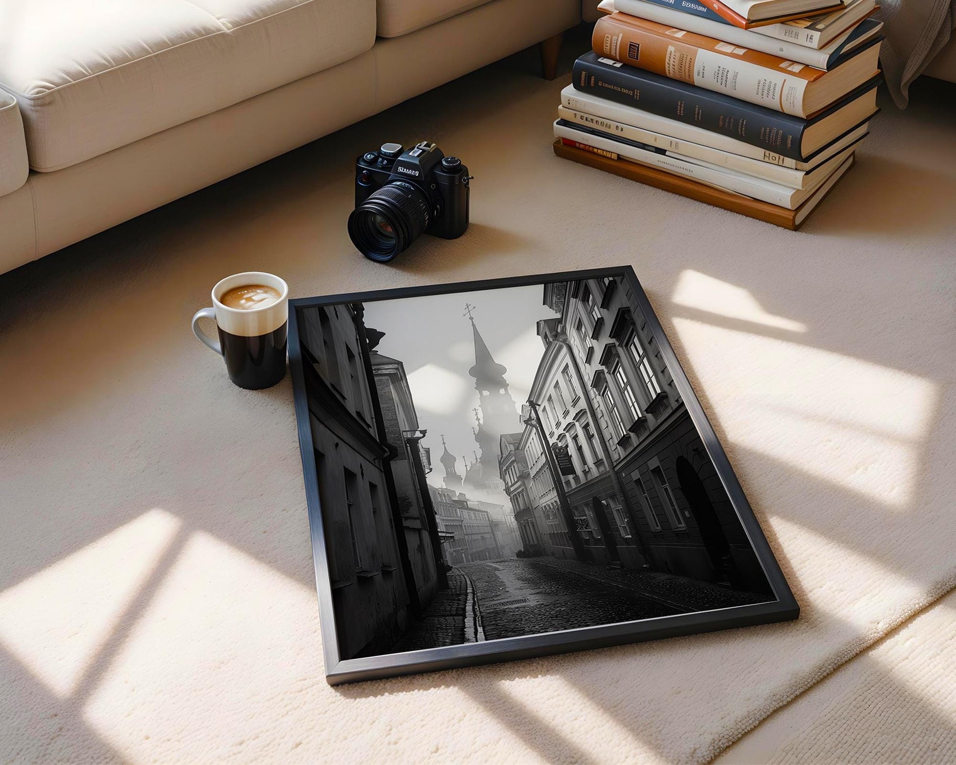 World Landmark | Riga Old Town Photography Print | Moody Baltic Architecture Wall Art wall art print, black and white architectural poster, minimalist modern Scandinavian wall decor, Monohaus