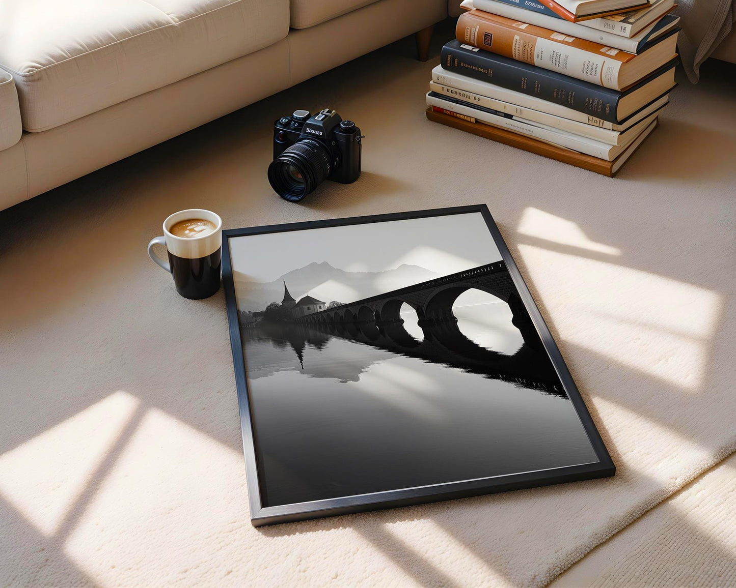 World Landmark | Lucerne Bridge Print | Swiss Black and White Photography, Minimalist Wall Art wall art print, minimalist black and white poster, modern Scandinavian wall decor, Monohaus