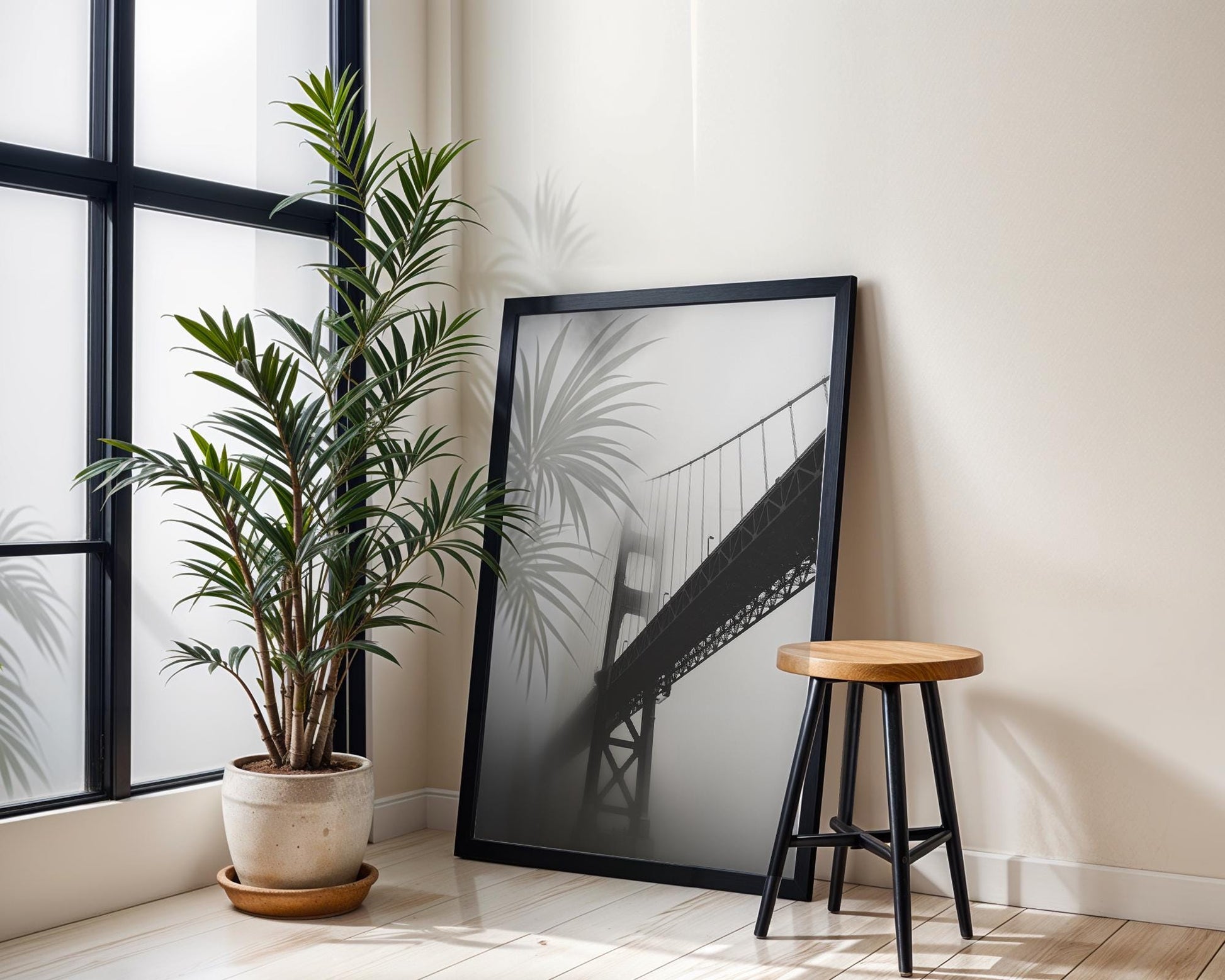 World Landmark | Golden Gate Bridge Photography Print | Moody Black and White Wall Art wall art print, minimalist black and white poster, modern Scandinavian wall decor, Monohaus