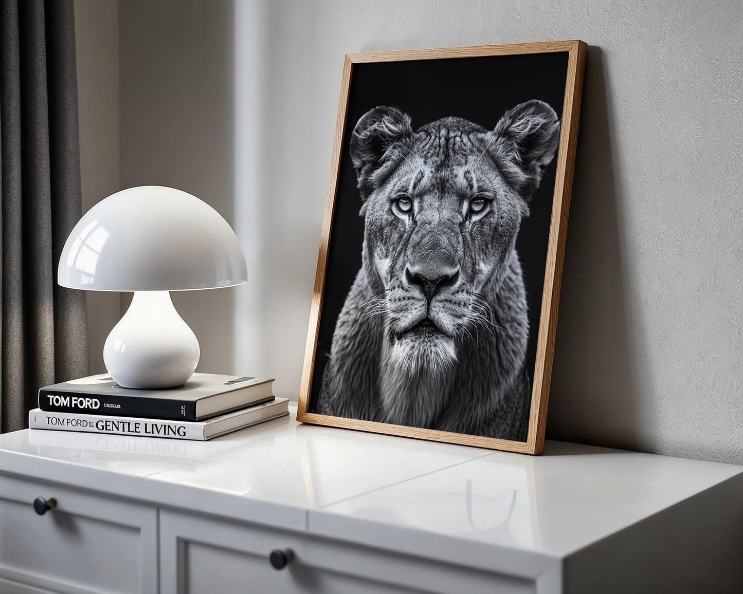 Wildlife Poster | Black & White Lioness Portrait | Minimalist Photography Print wall art print, minimalist black and white poster, modern Scandinavian wall decor, Monohaus