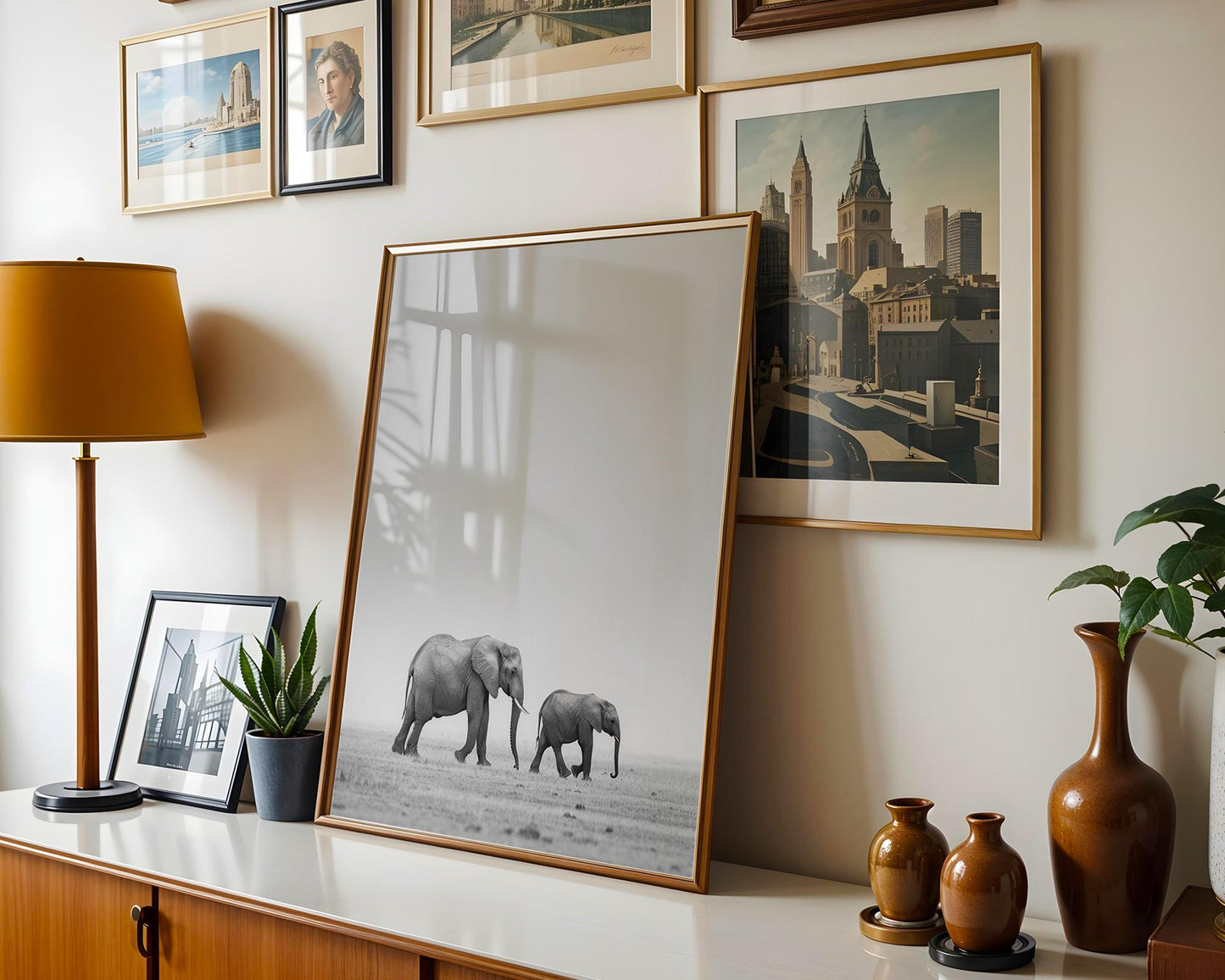 Wildlife Poster | Elephant Family Art Print • Minimalist Black & White Photography wall art print, minimalist black and white poster, modern Scandinavian wall decor, Monohaus
