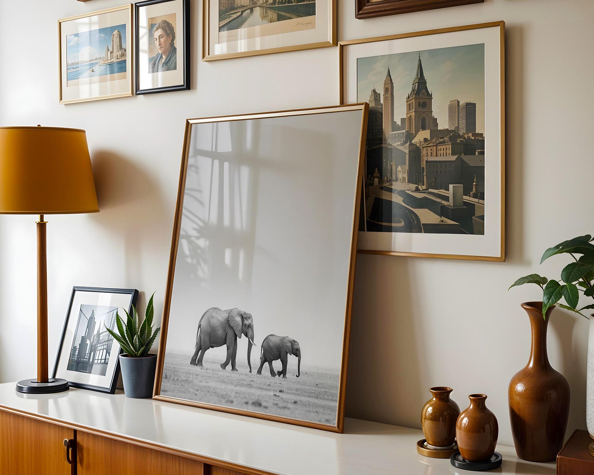 Wildlife Poster | Elephant Family Art Print • Minimalist Black & White Photography wall art print, minimalist black and white poster, modern Scandinavian wall decor, Monohaus