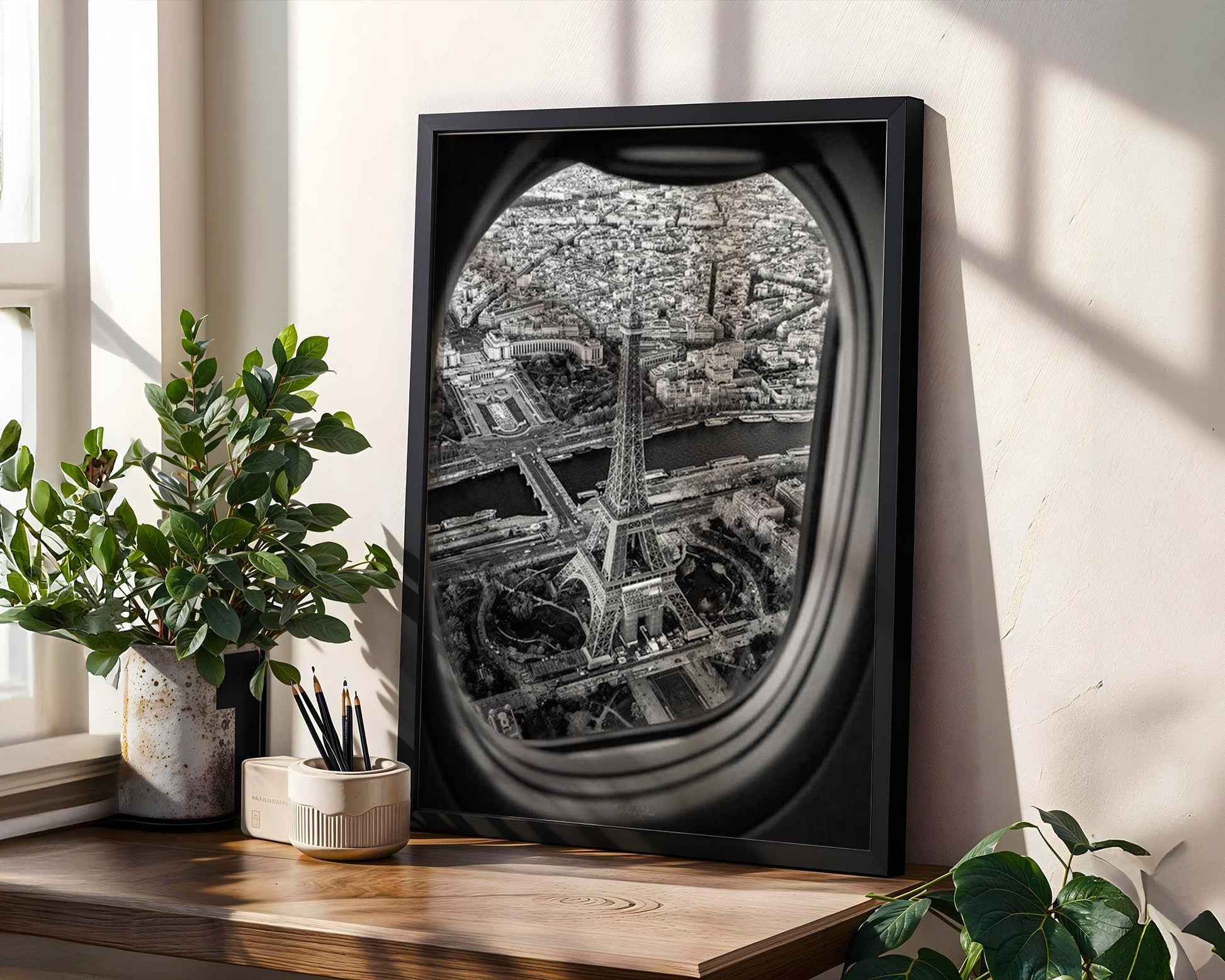 World Landmark | Eiffel Tower Print | Black and White Paris Aerial View wall art print, black and white architectural poster, minimalist modern Scandinavian wall decor, Monohaus