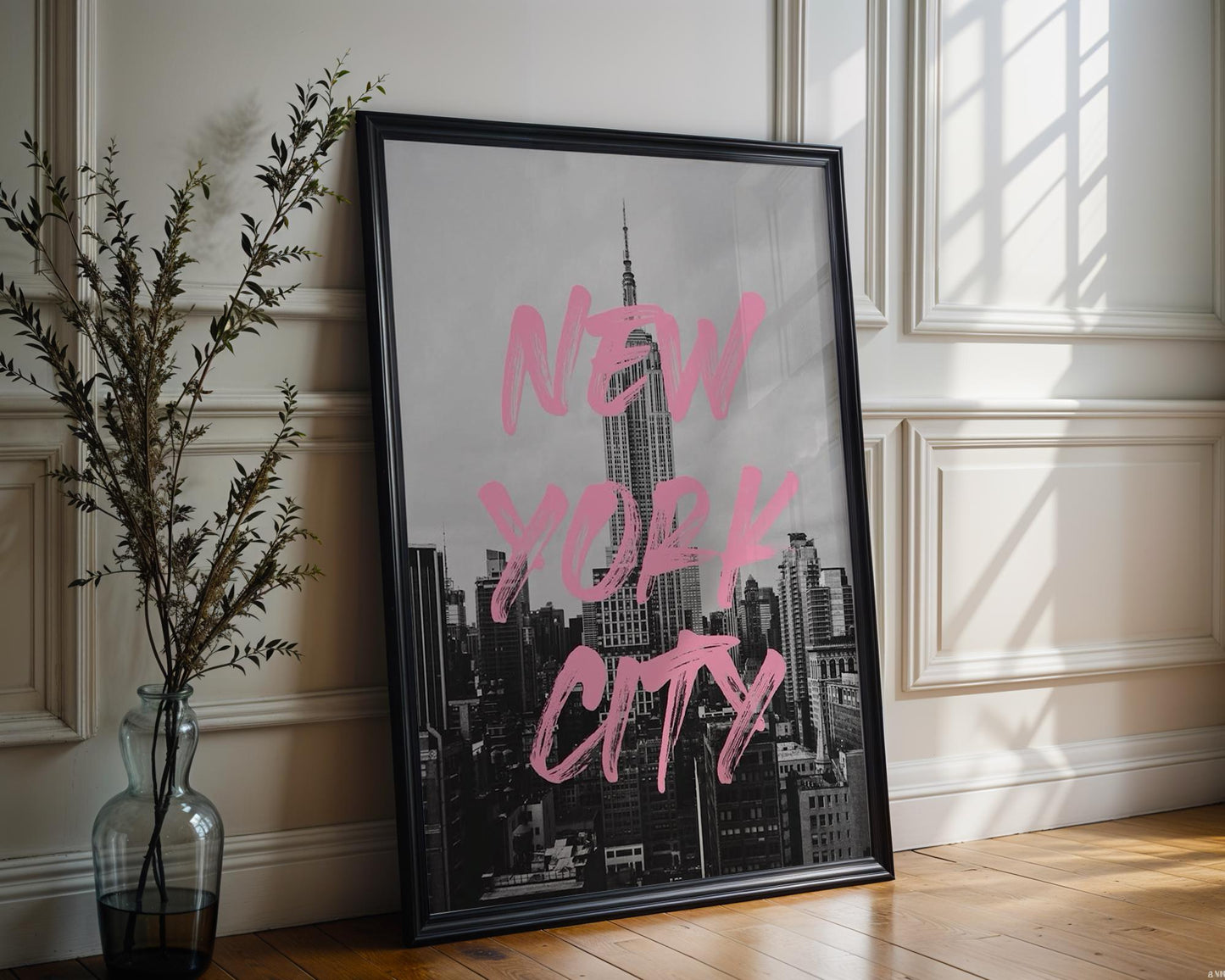 Designer Wall Art | New York City Skyline Print | Empire State Building wall art print, black and white architectural poster, minimalist modern Scandinavian wall decor, Monohaus