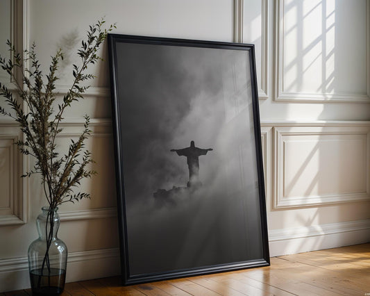 World Landmark | Christ the Redeemer Print | Rio de Janeiro Black & White Photography wall art print, minimalist black and white poster, modern Scandinavian wall decor, Monohaus