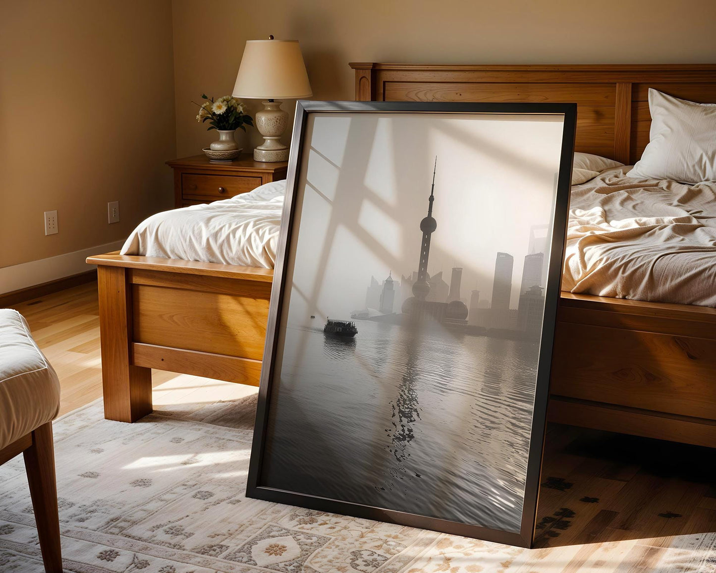 World Landmark | Shanghai Cityscape Photography Print | Modern Black and White Wall Art